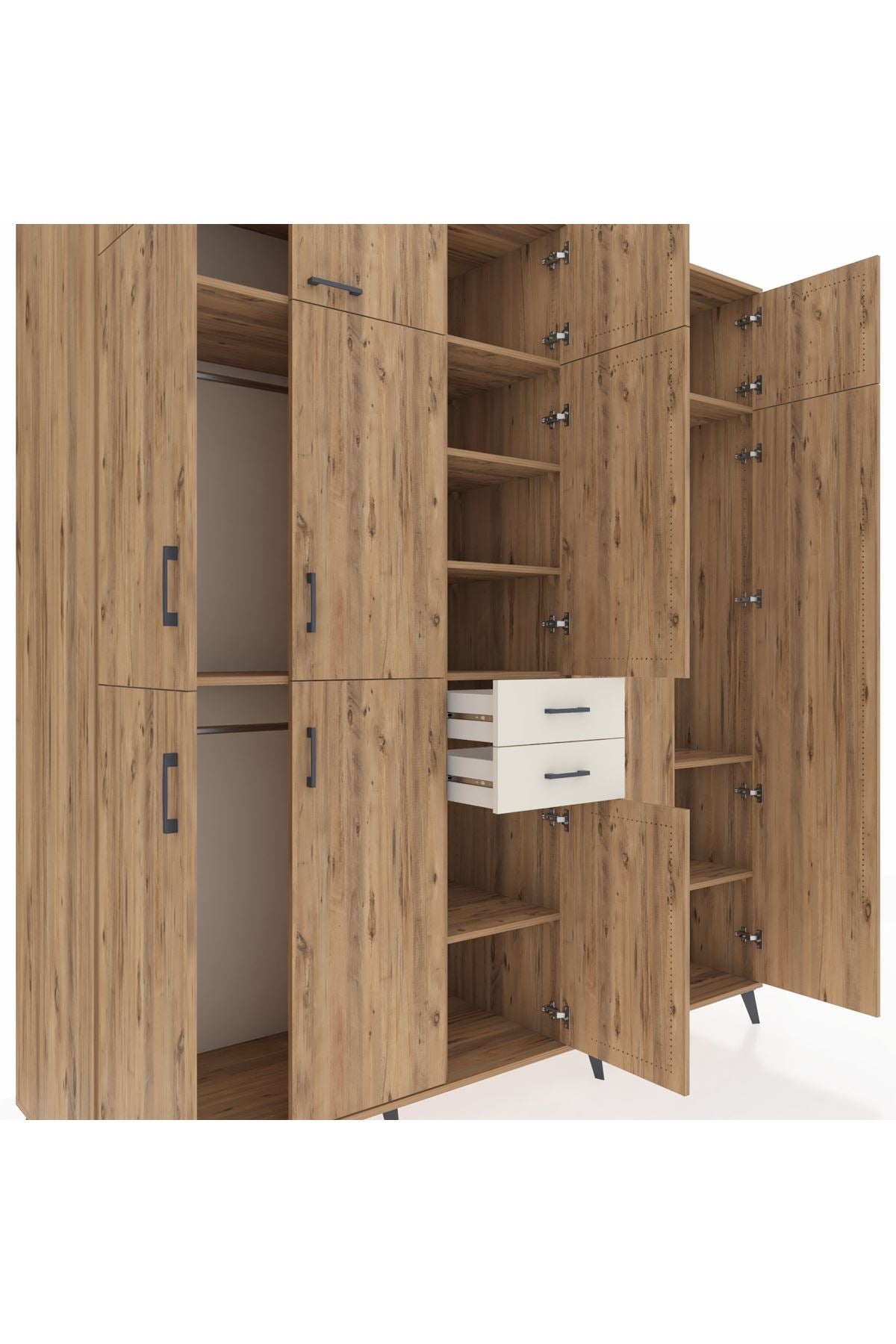 Kronos Dolap 10 Raflı 2 Çekmeceli 3 Askılı 220x59x243 - S784M053V19C
