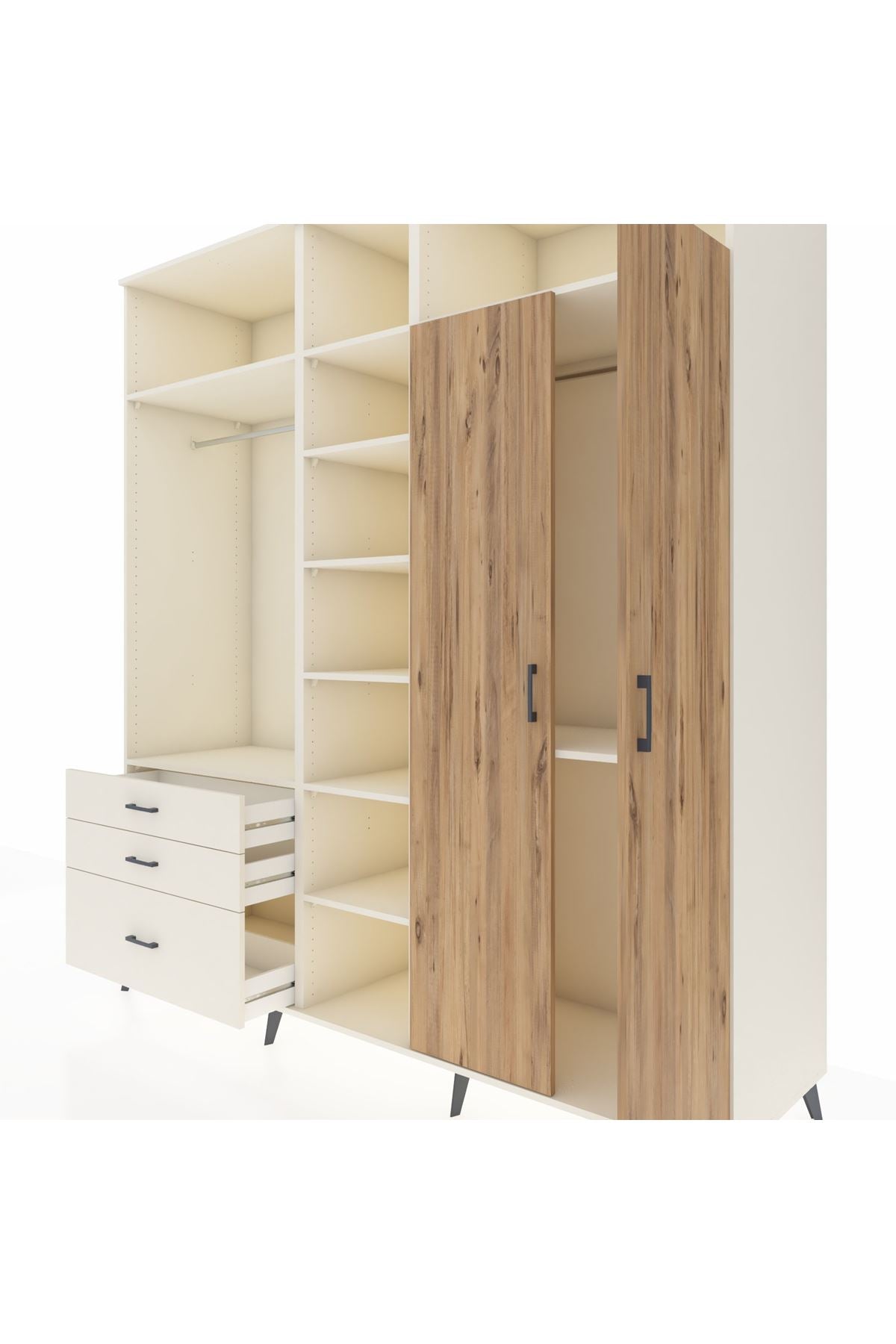 Kronos Dolap 10 Raflı 3 Çekmeceli 2 Askılı 220x59x243 - S784M054V01C