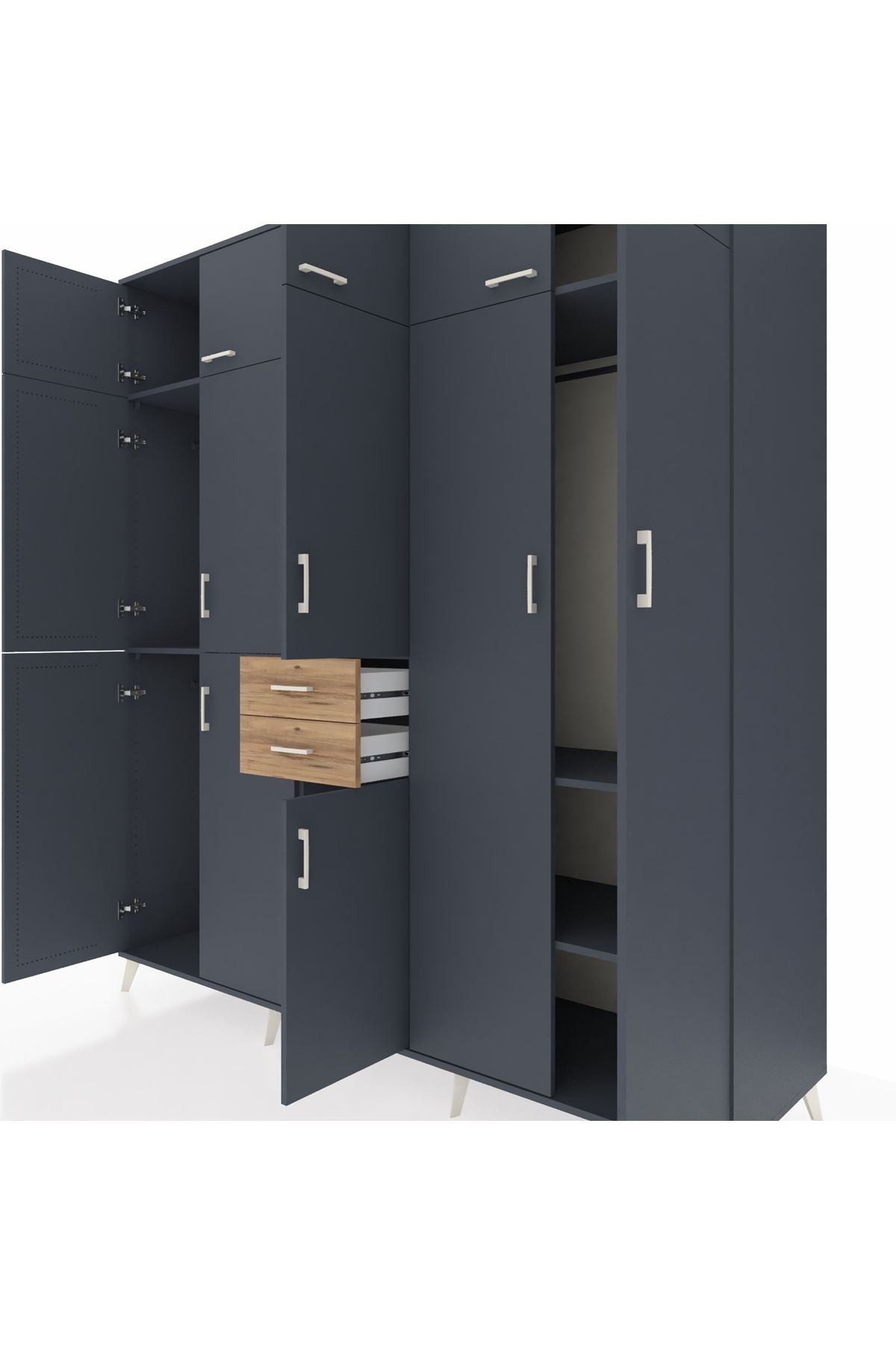 Kronos Dolap 10 Raflı 2 Çekmeceli 3 Askılı 220x59x243 - S784M053V18C