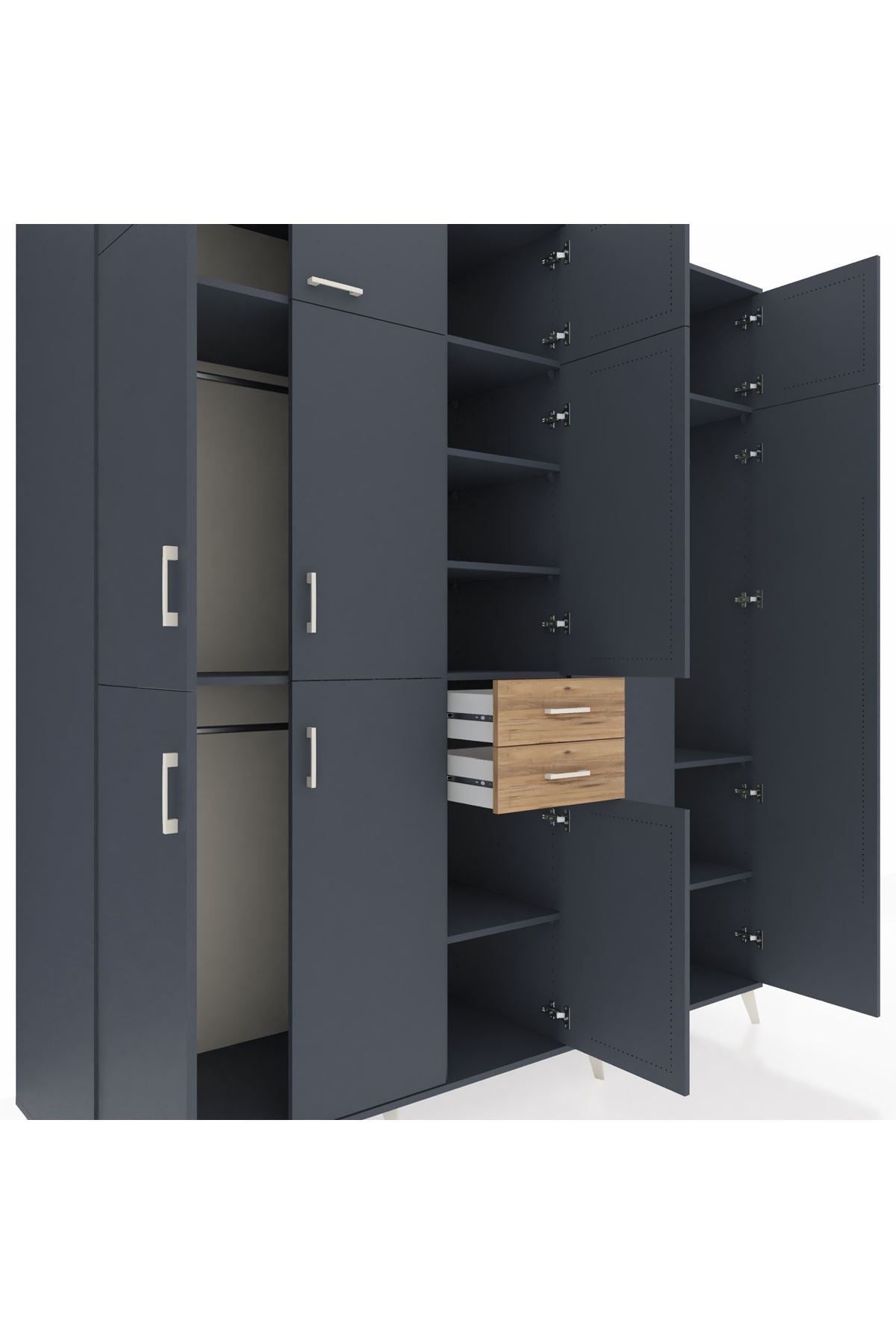 Kronos Dolap 10 Raflı 2 Çekmeceli 3 Askılı 220x59x243 - S784M053V18C
