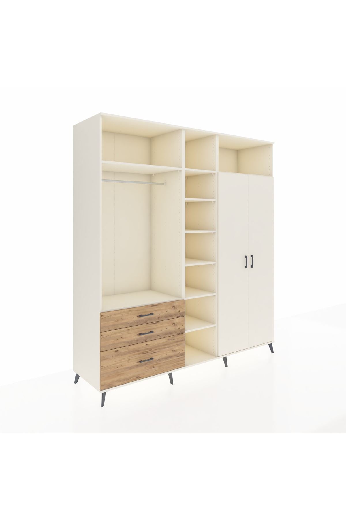 Kronos Dolap 10 Raflı 3 Çekmeceli 2 Askılı 220x59x243 - S784M054V06C