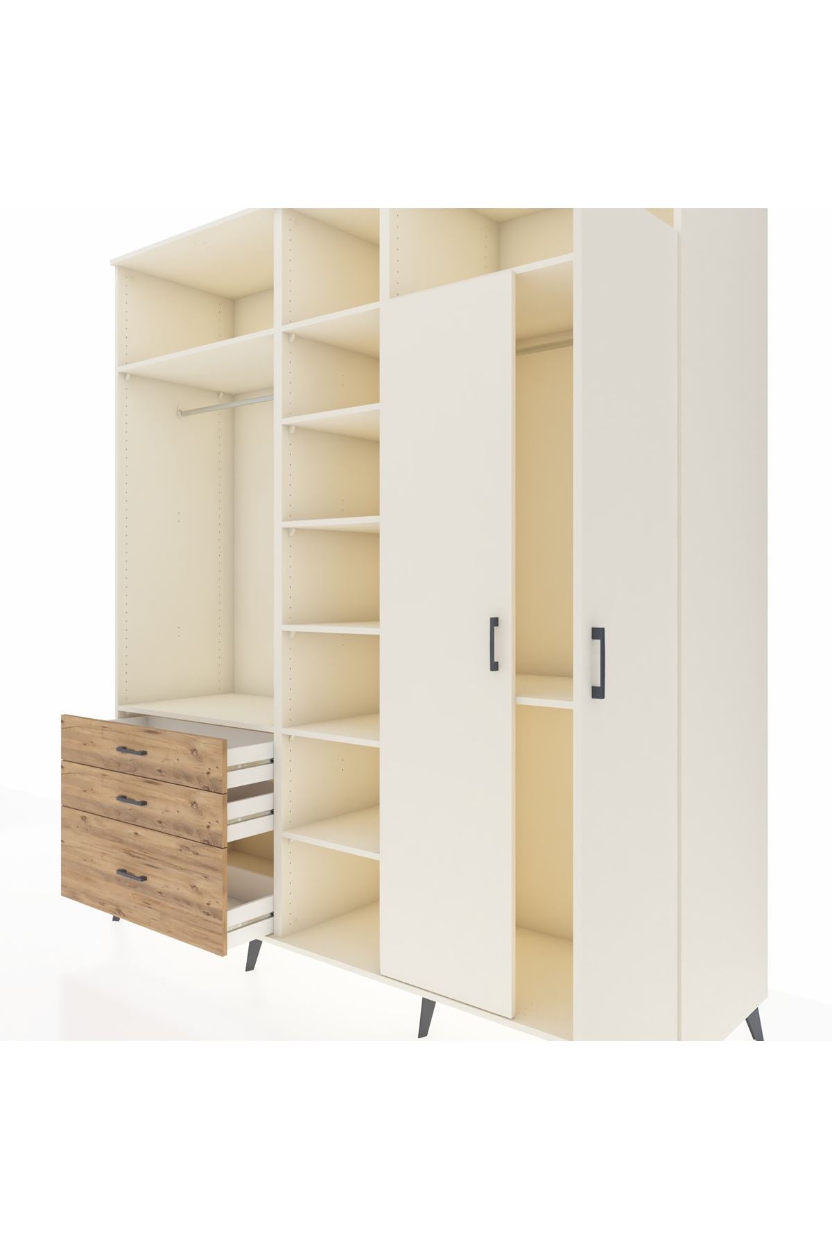 Kronos Dolap 10 Raflı 3 Çekmeceli 2 Askılı 220x59x243 - S784M054V06C