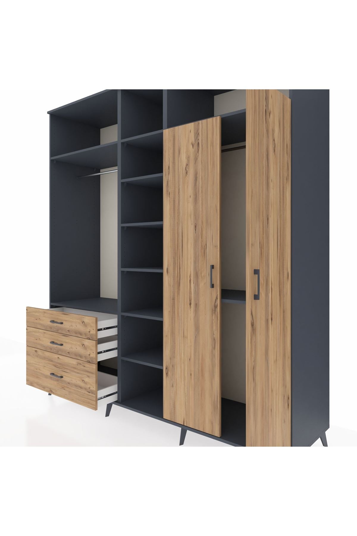 Kronos Dolap 10 Raflı 3 Çekmeceli 2 Askılı 220x59x243 - S784M054V12C