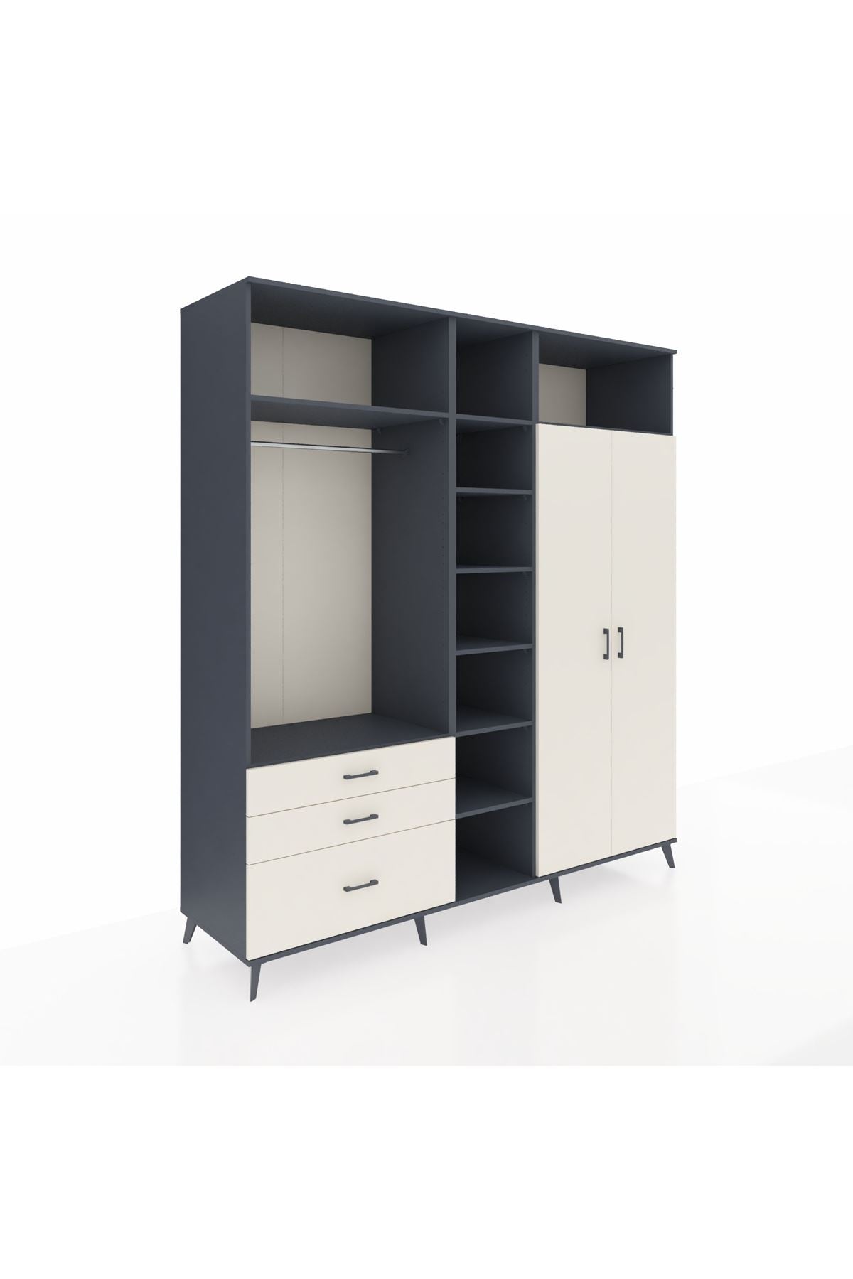 Kronos Dolap 10 Raflı 3 Çekmeceli 2 Askılı 220x59x243 - S784M054V13C