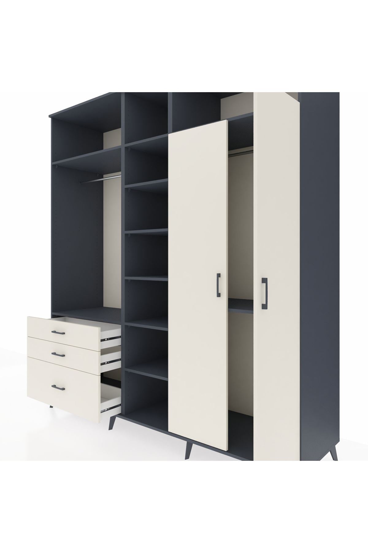 Kronos Dolap 10 Raflı 3 Çekmeceli 2 Askılı 220x59x243 - S784M054V13C