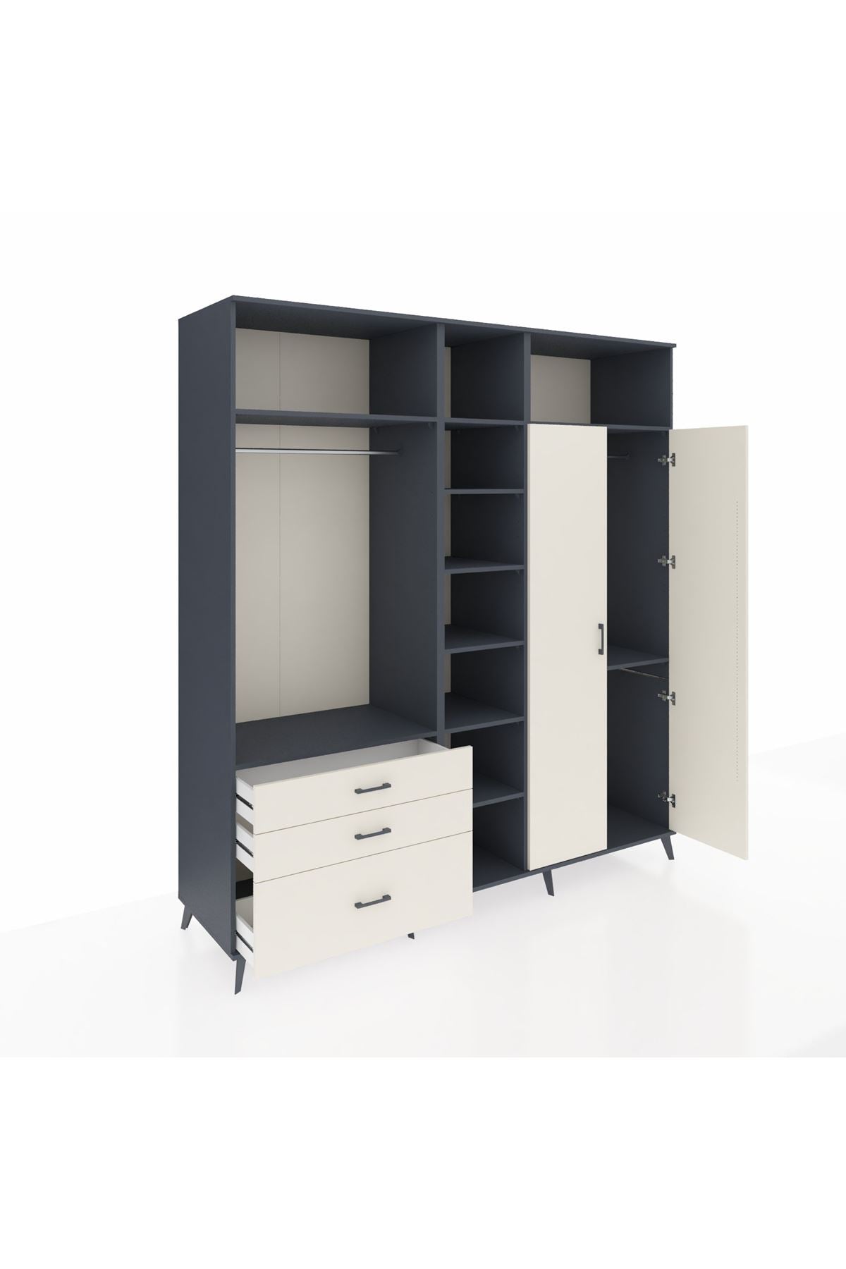 Kronos Dolap 10 Raflı 3 Çekmeceli 2 Askılı 220x59x243 - S784M054V13C
