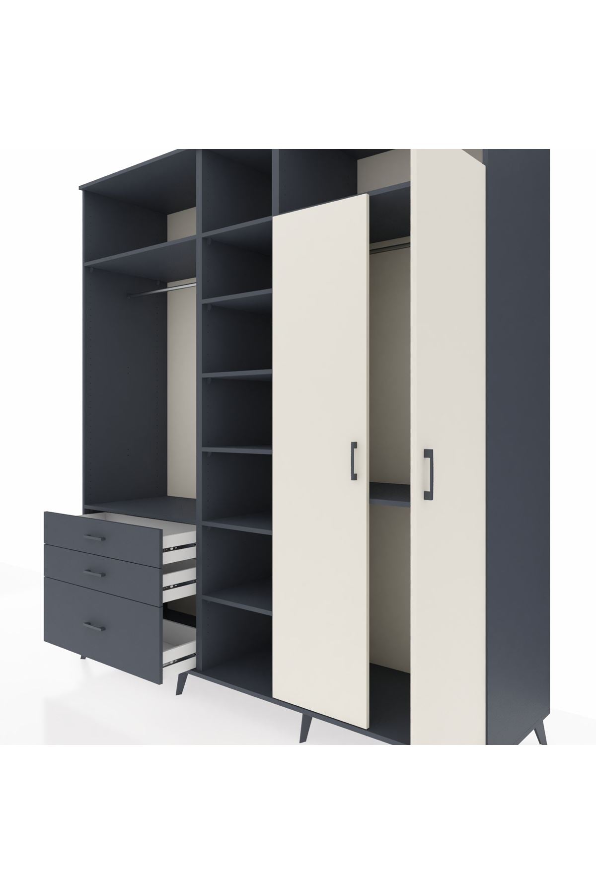 Kronos Dolap 10 Raflı 3 Çekmeceli 2 Askılı 220x59x243 - S784M054V14C