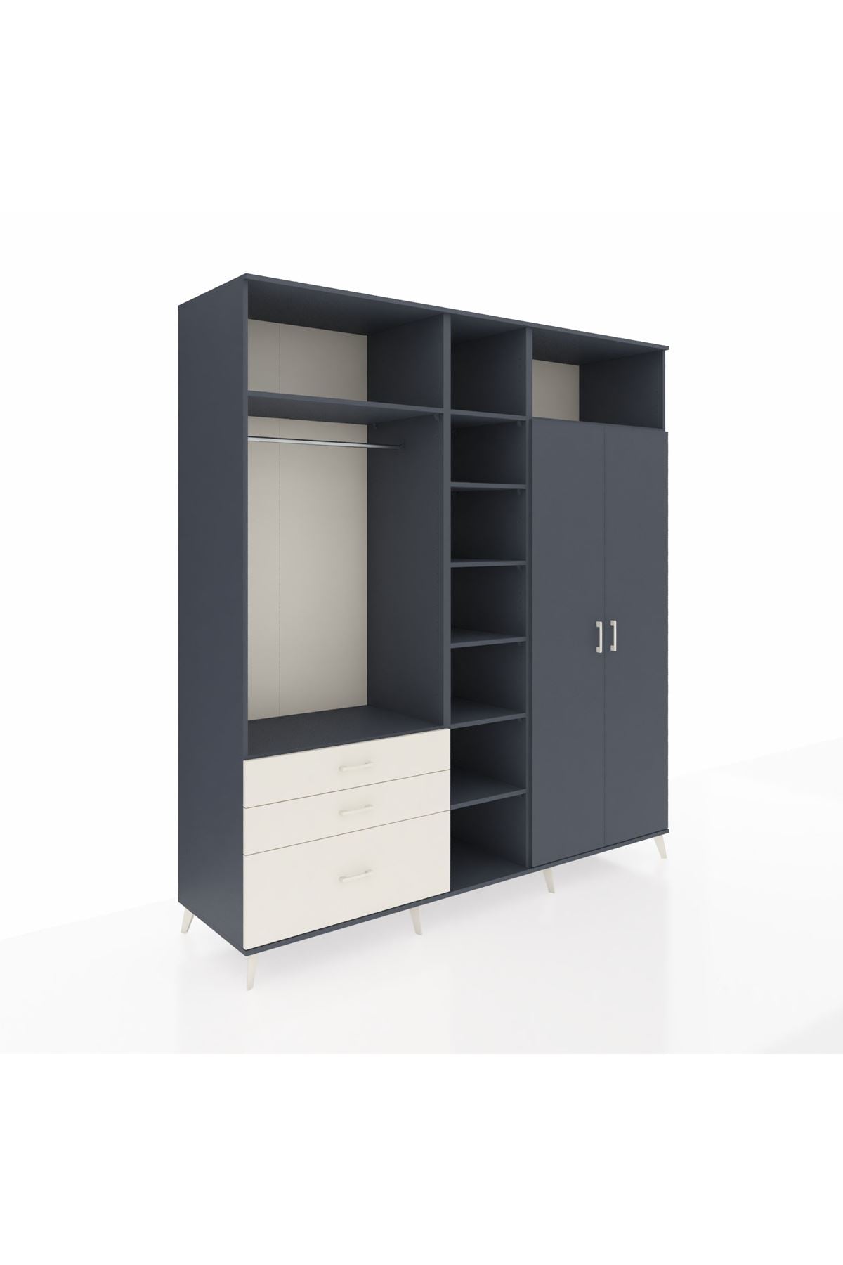 Kronos Dolap 10 Raflı 3 Çekmeceli 2 Askılı 220x59x243 - S784M054V16C