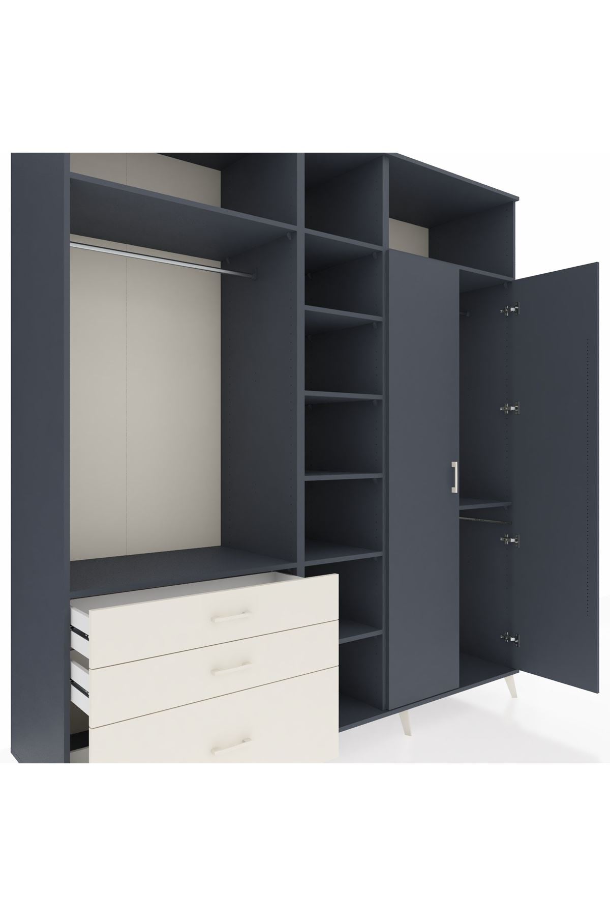 Kronos Dolap 10 Raflı 3 Çekmeceli 2 Askılı 220x59x243 - S784M054V16C