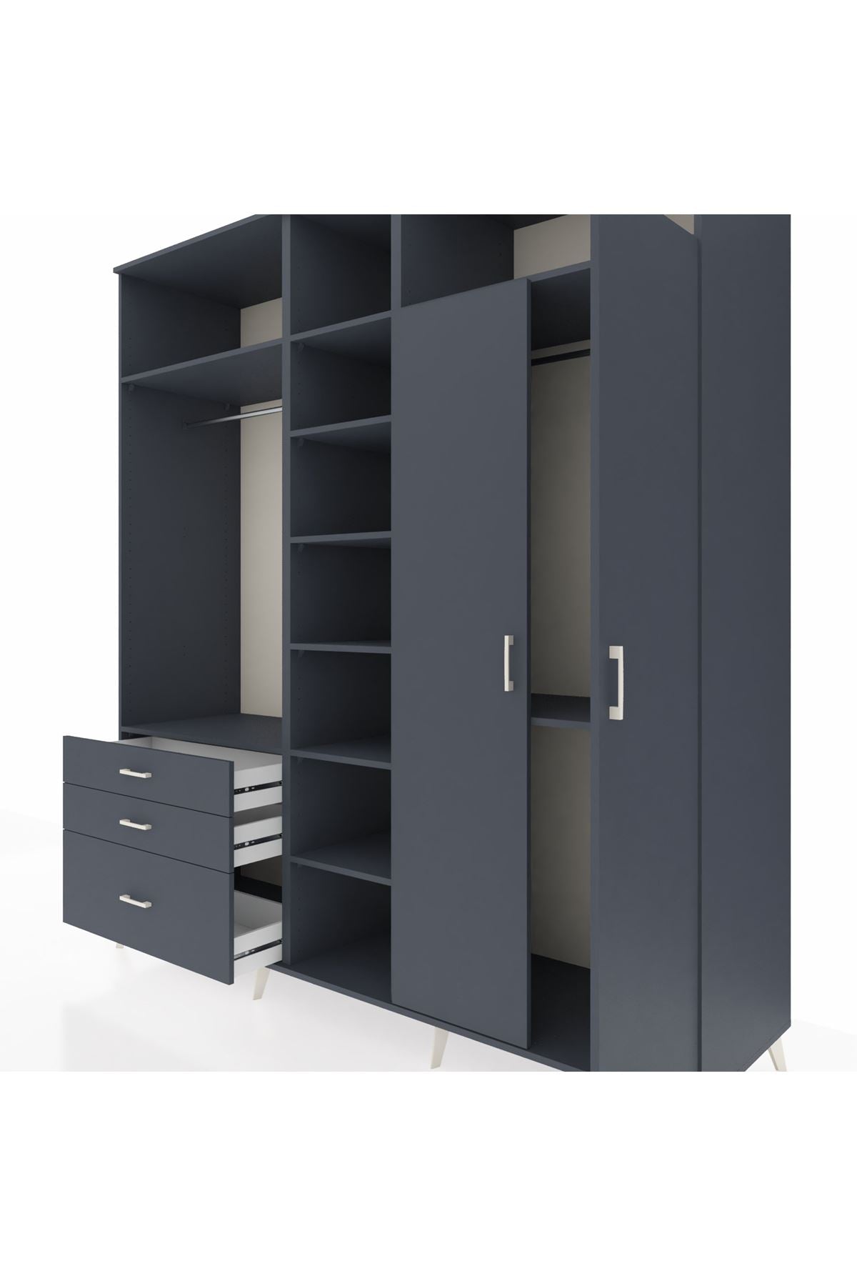 Kronos Dolap 10 Raflı 3 Çekmeceli 2 Askılı 220x59x243 - S784M054V17C