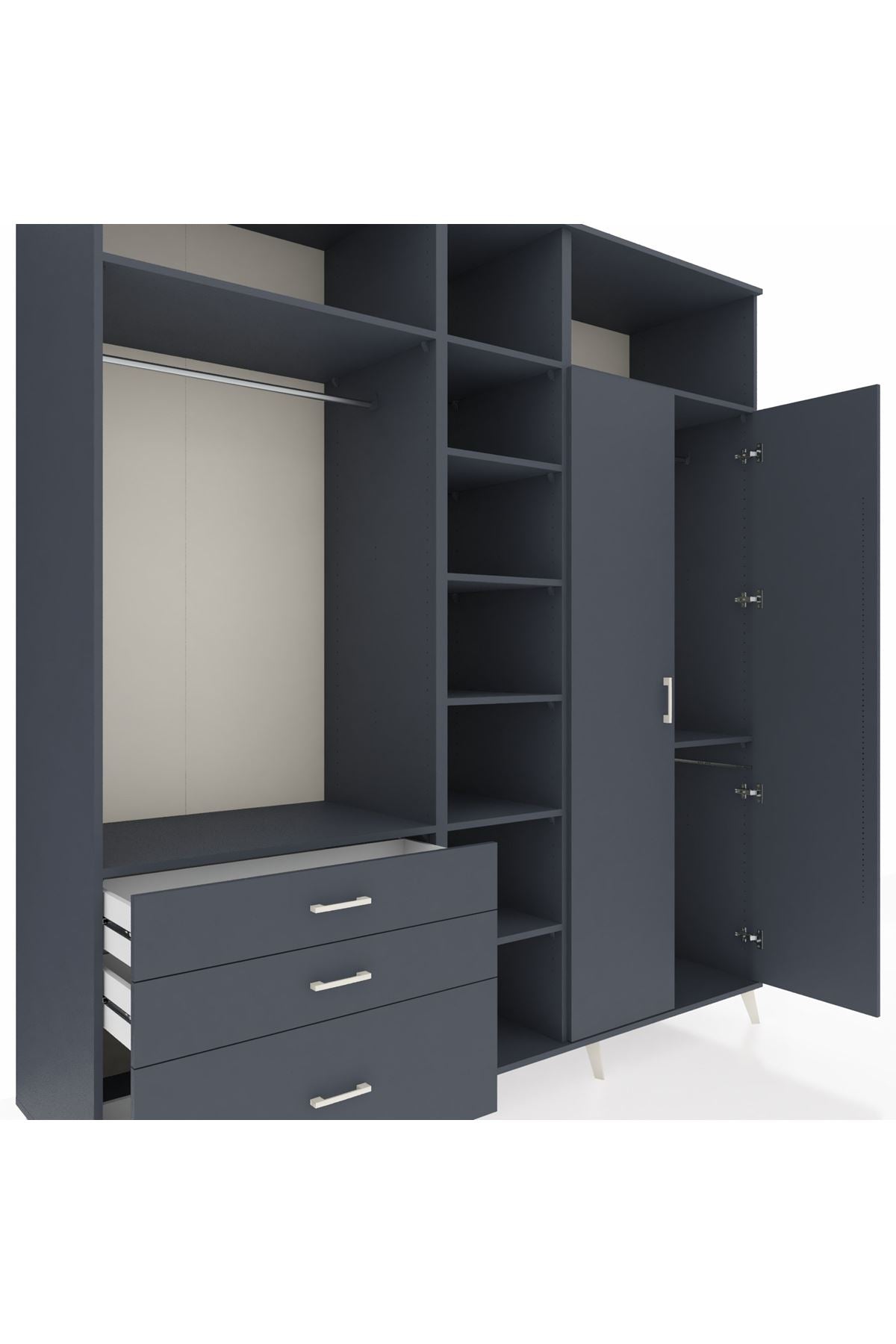 Kronos Dolap 10 Raflı 3 Çekmeceli 2 Askılı 220x59x243 - S784M054V17C