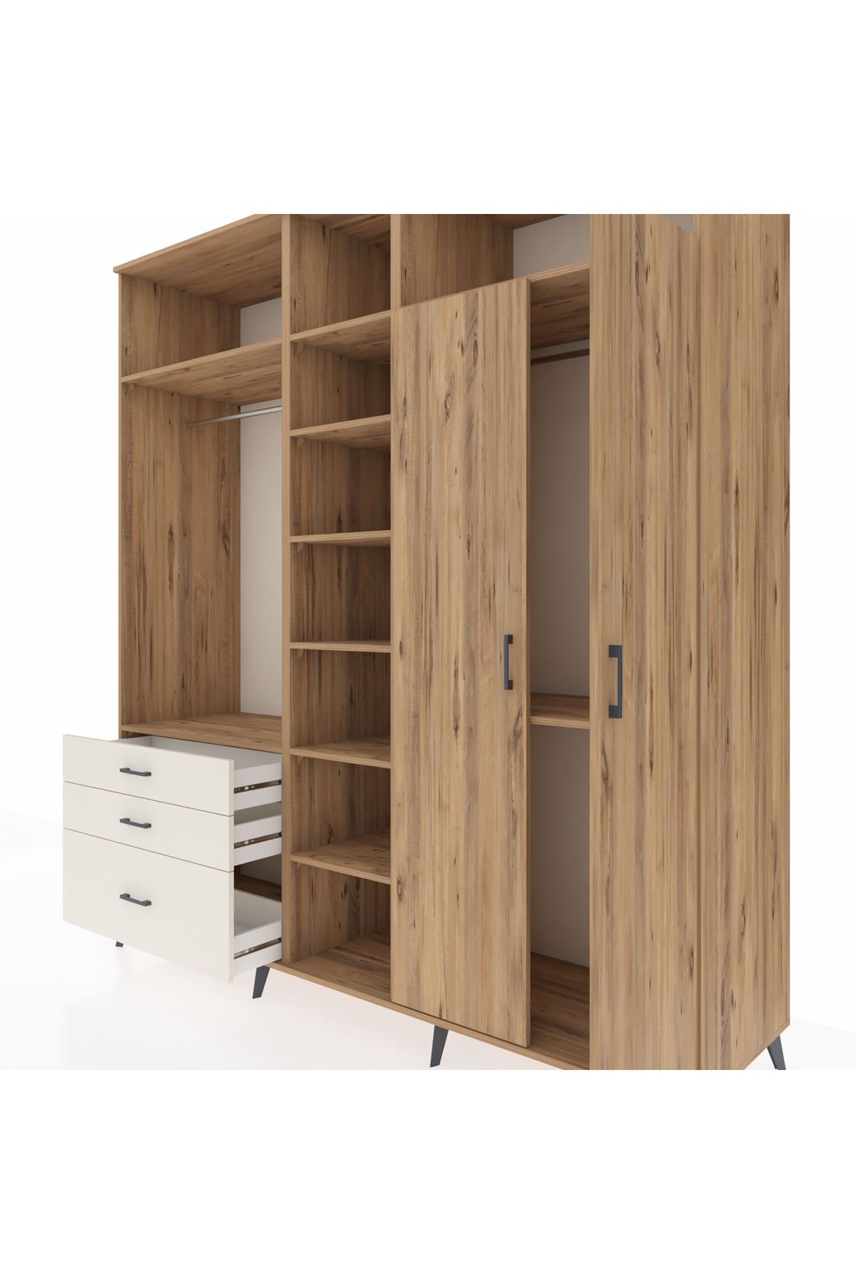 Kronos Dolap 10 Raflı 3 Çekmeceli 2 Askılı 220x59x243 - S784M054V19C