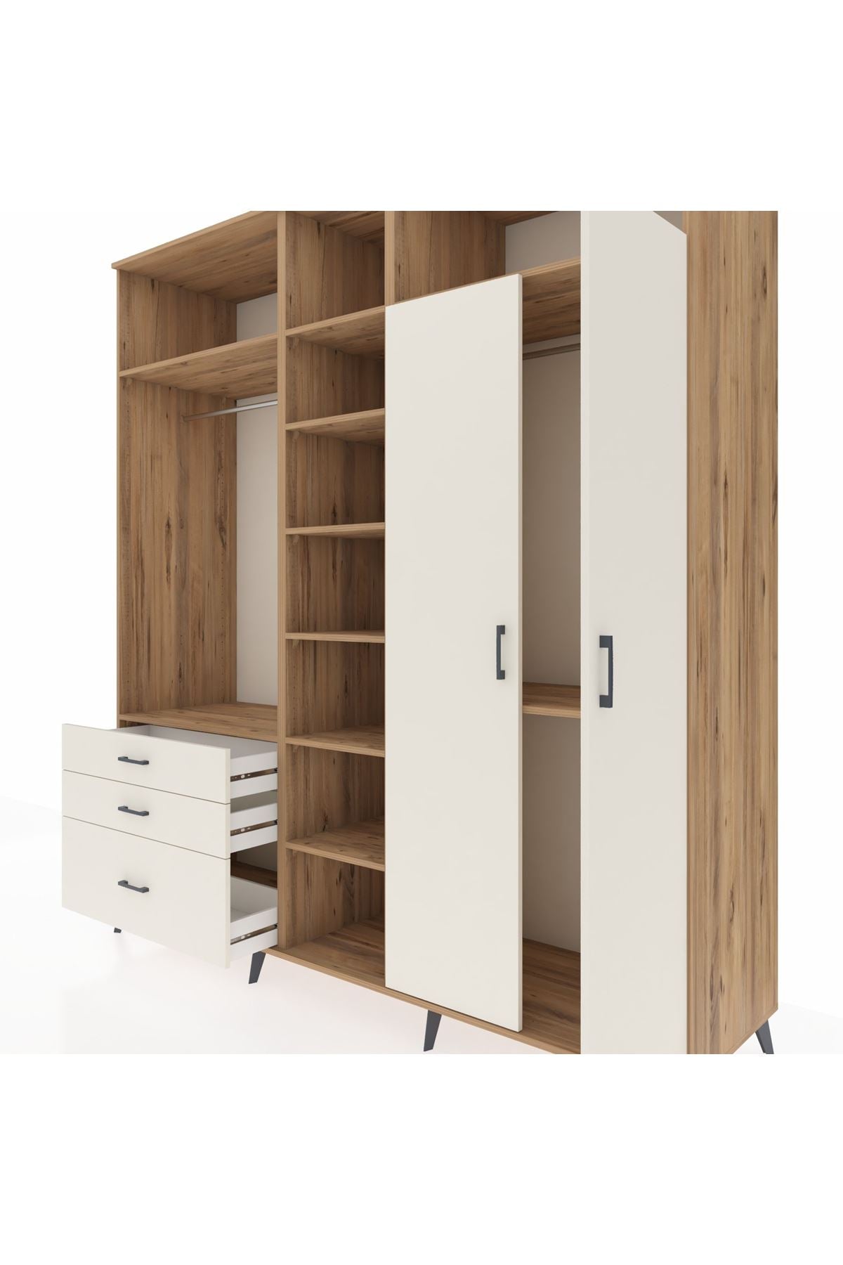 Kronos Dolap 10 Raflı 3 Çekmeceli 2 Askılı 220x59x243 - S784M054V22C