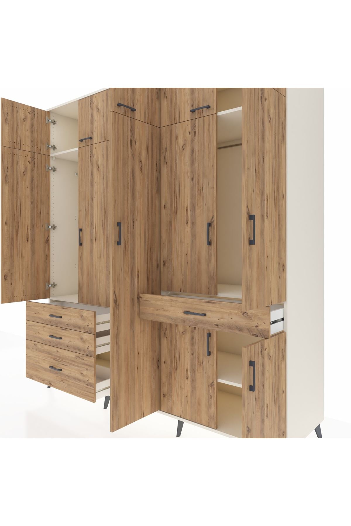 Kronos Dolap 11 Raflı 4 Çekmeceli 2 Askılı 220x59x243 - S784M055V03C