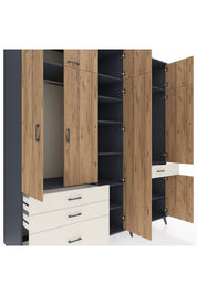 Kronos Dolap 11 Raflı 4 Çekmeceli 2 Askılı 220x59x243 - S784M055V10C