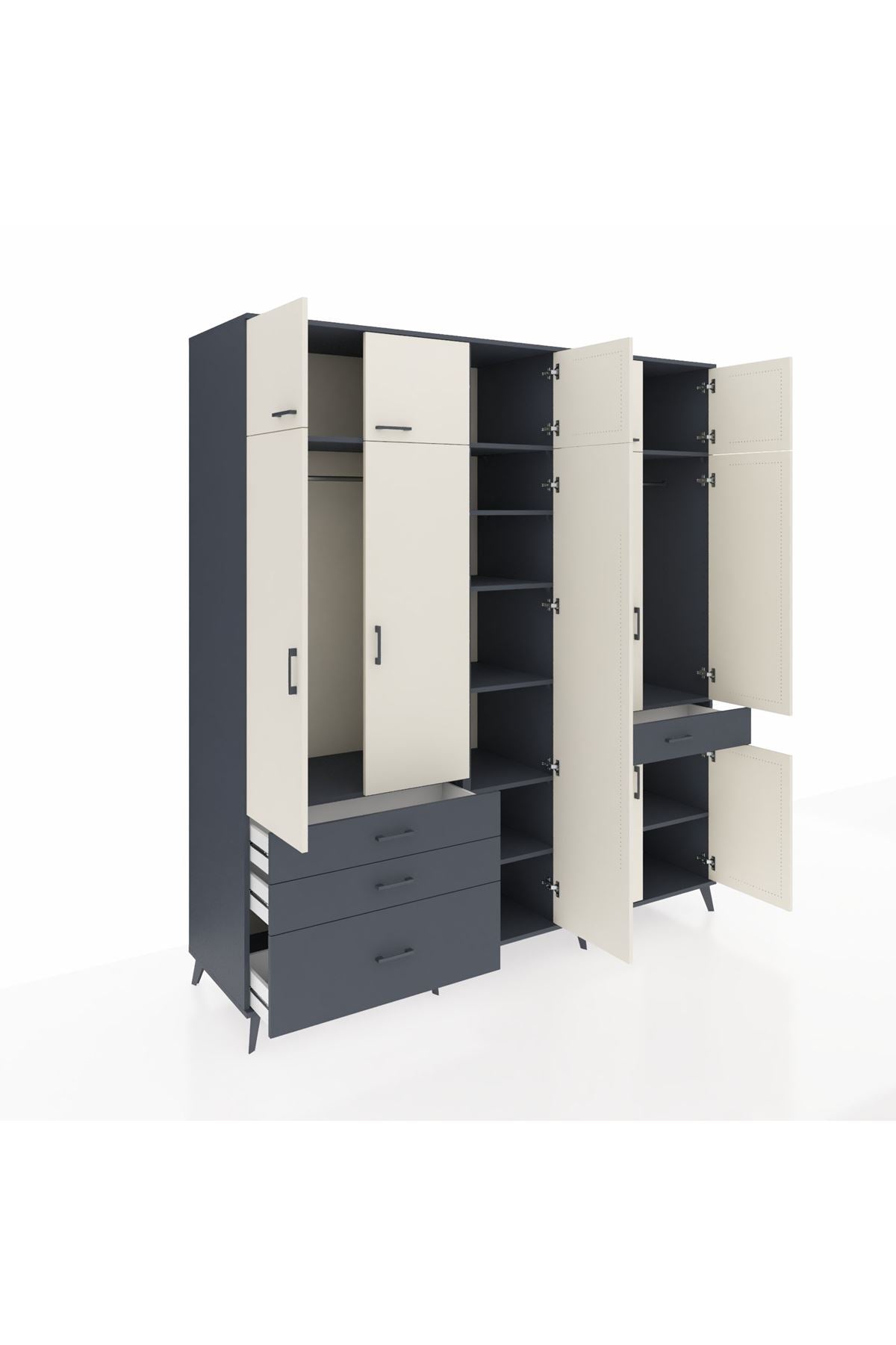 Kronos Dolap 11 Raflı 4 Çekmeceli 2 Askılı 220x59x243 - S784M055V14C