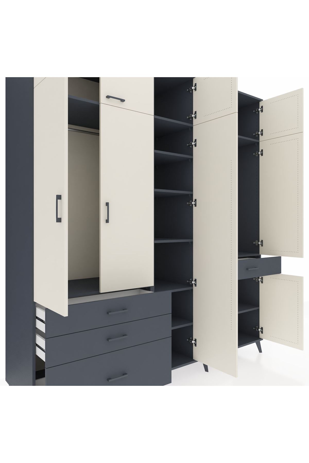 Kronos Dolap 11 Raflı 4 Çekmeceli 2 Askılı 220x59x243 - S784M055V14C