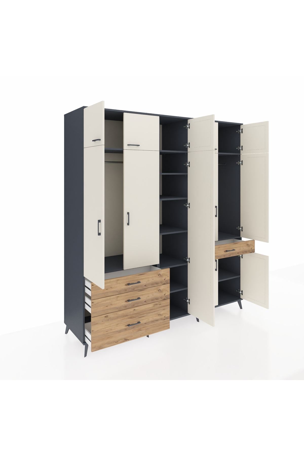 Kronos Dolap 11 Raflı 4 Çekmeceli 2 Askılı 220x59x243 - S784M055V15C