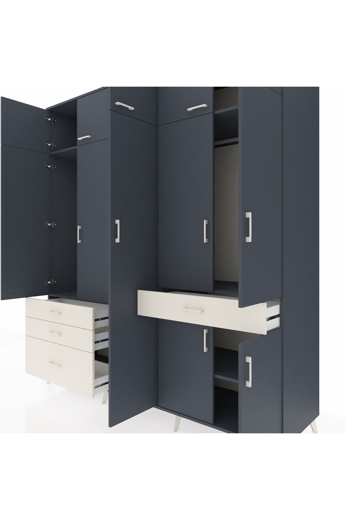 Kronos Dolap 11 Raflı 4 Çekmeceli 2 Askılı 220x59x243 - S784M055V16C