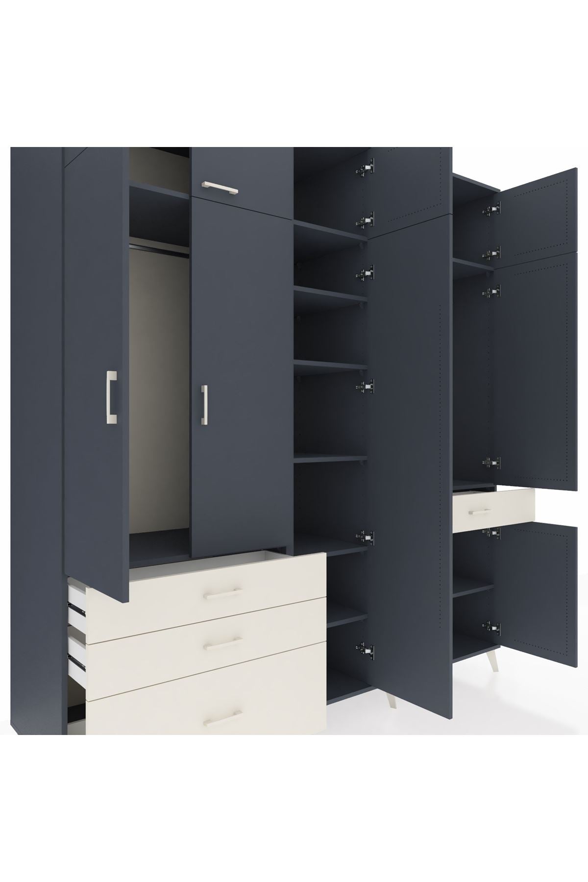 Kronos Dolap 11 Raflı 4 Çekmeceli 2 Askılı 220x59x243 - S784M055V16C