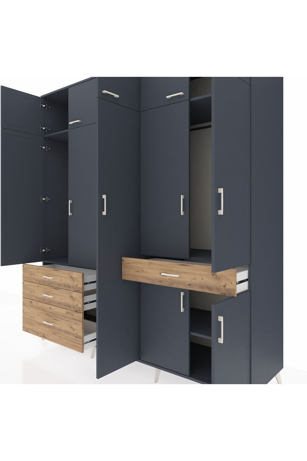 Kronos Dolap 11 Raflı 4 Çekmeceli 2 Askılı 220x59x243 - S784M055V18C