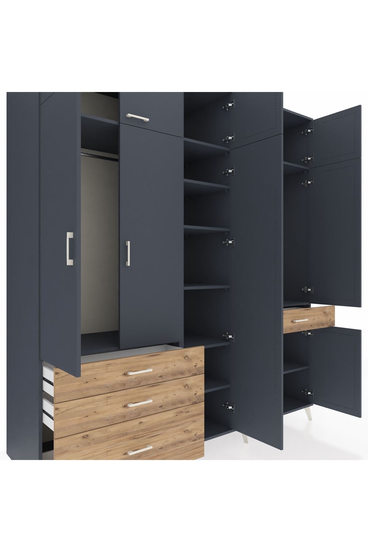 Kronos Dolap 11 Raflı 4 Çekmeceli 2 Askılı 220x59x243 - S784M055V18C