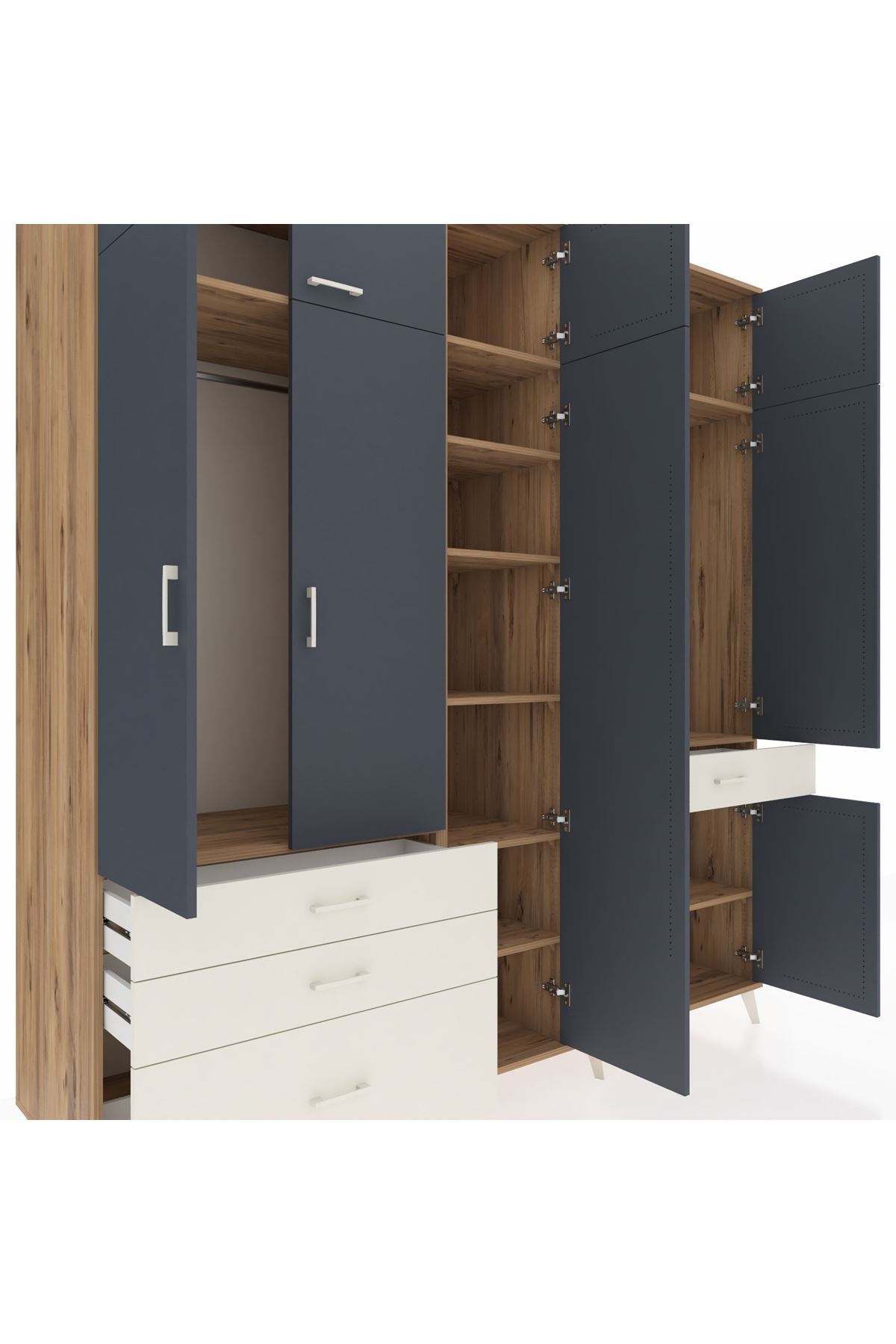 Kronos Dolap 11 Raflı 4 Çekmeceli 2 Askılı 220x59x243 - S784M055V25C