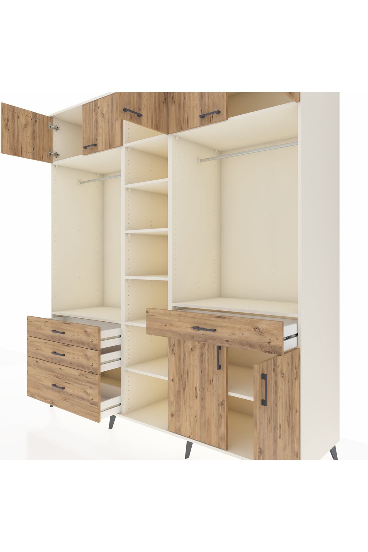 Kronos Dolap 11 Raflı 4 Çekmeceli 2 Askılı 220x59x243 - S784M056V03C