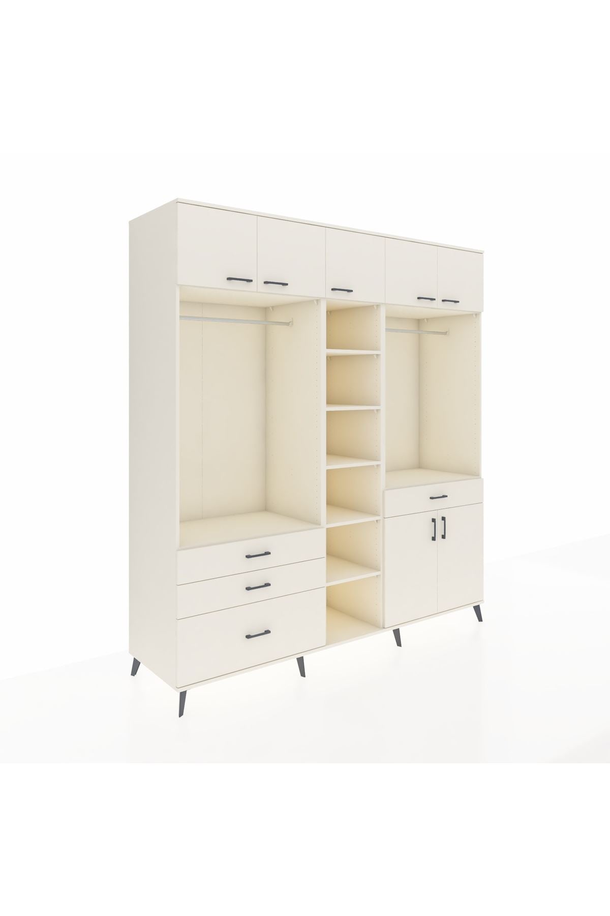 Kronos Dolap 11 Raflı 4 Çekmeceli 2 Askılı 220x59x243 - S784M056V04C