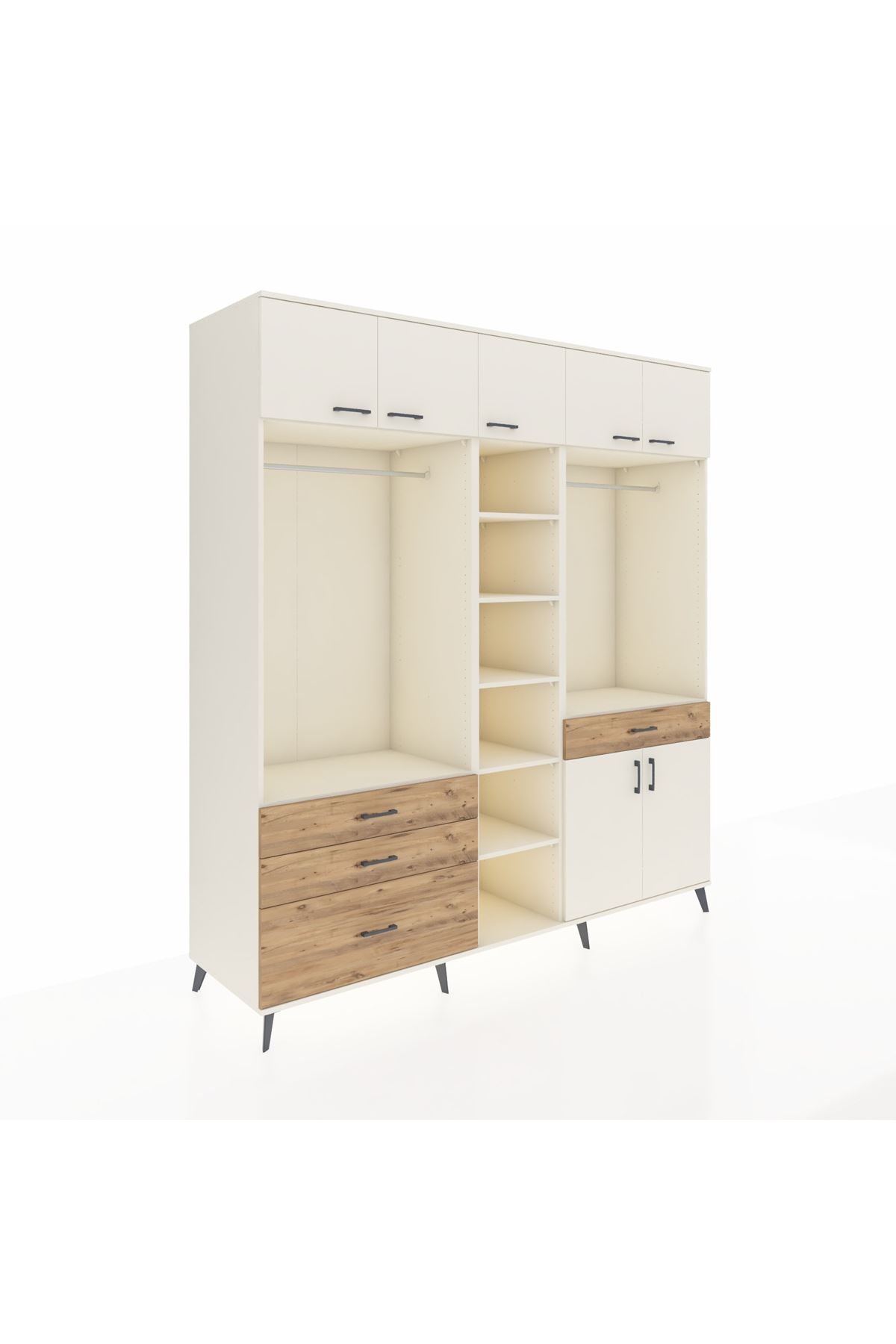 Kronos Dolap 11 Raflı 4 Çekmeceli 2 Askılı 220x59x243 - S784M056V06C
