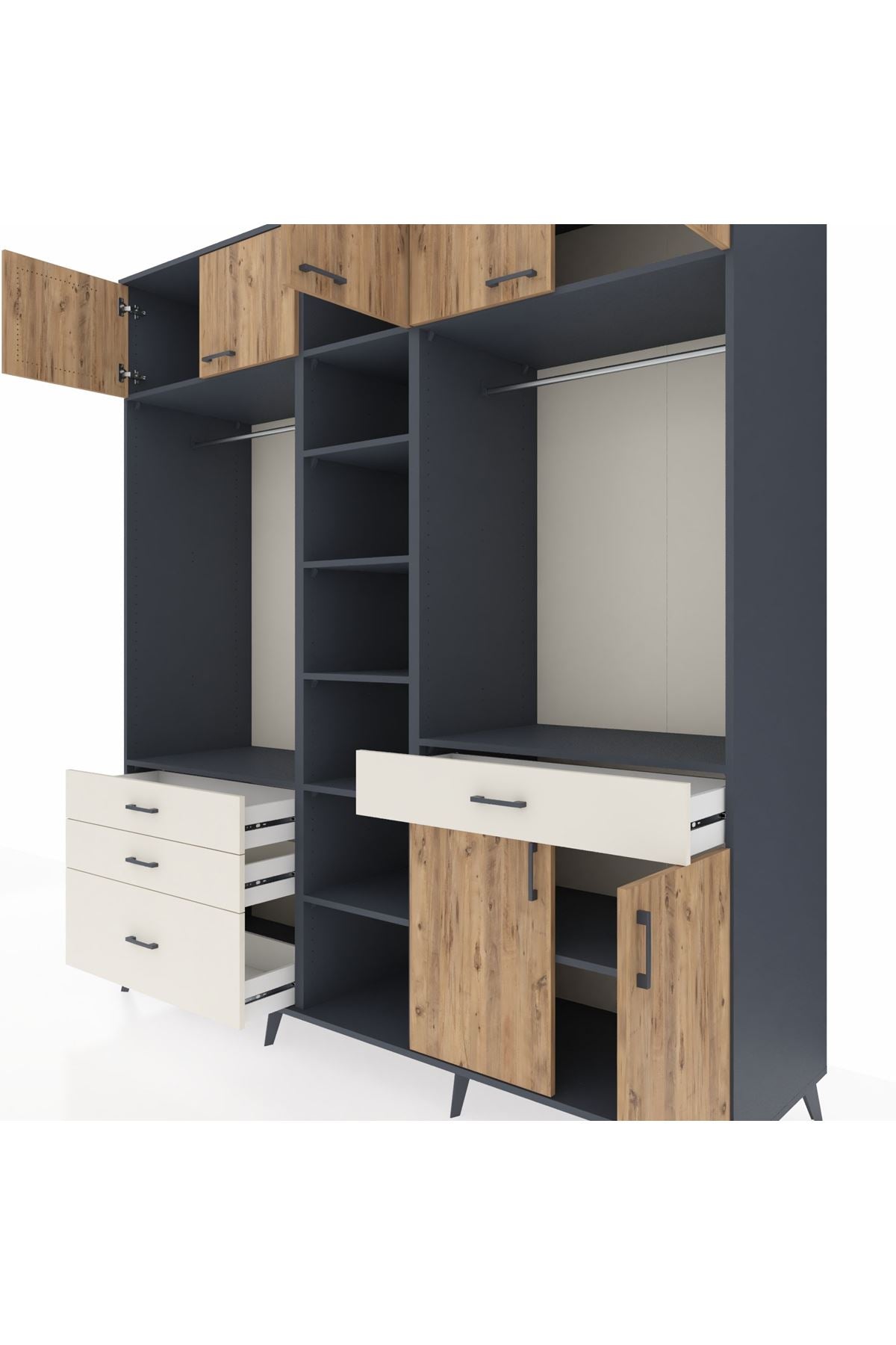 Kronos Dolap 11 Raflı 4 Çekmeceli 2 Askılı 220x59x243 - S784M056V10C