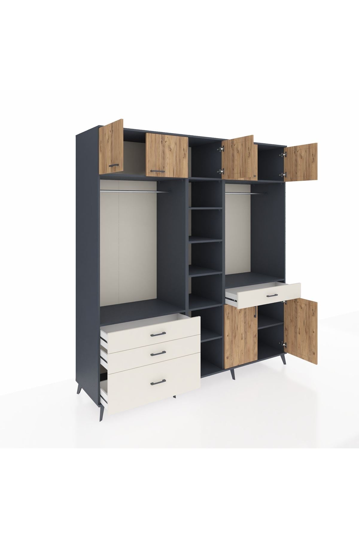 Kronos Dolap 11 Raflı 4 Çekmeceli 2 Askılı 220x59x243 - S784M056V10C
