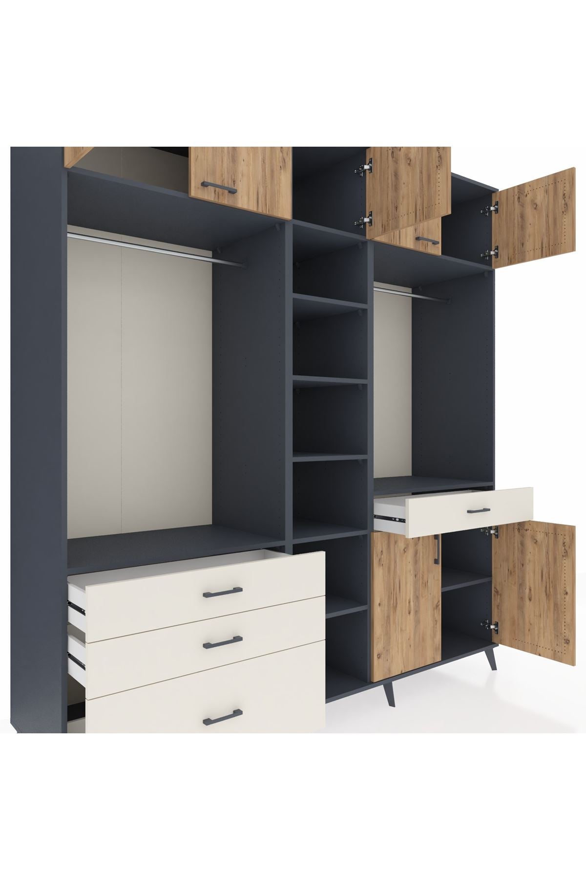Kronos Dolap 11 Raflı 4 Çekmeceli 2 Askılı 220x59x243 - S784M056V10C