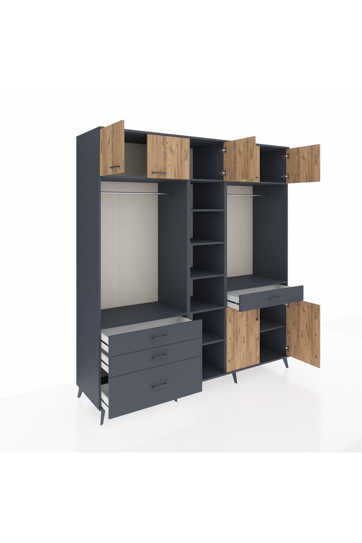 Kronos Dolap 11 Raflı 4 Çekmeceli 2 Askılı 220x59x243 - S784M056V11C