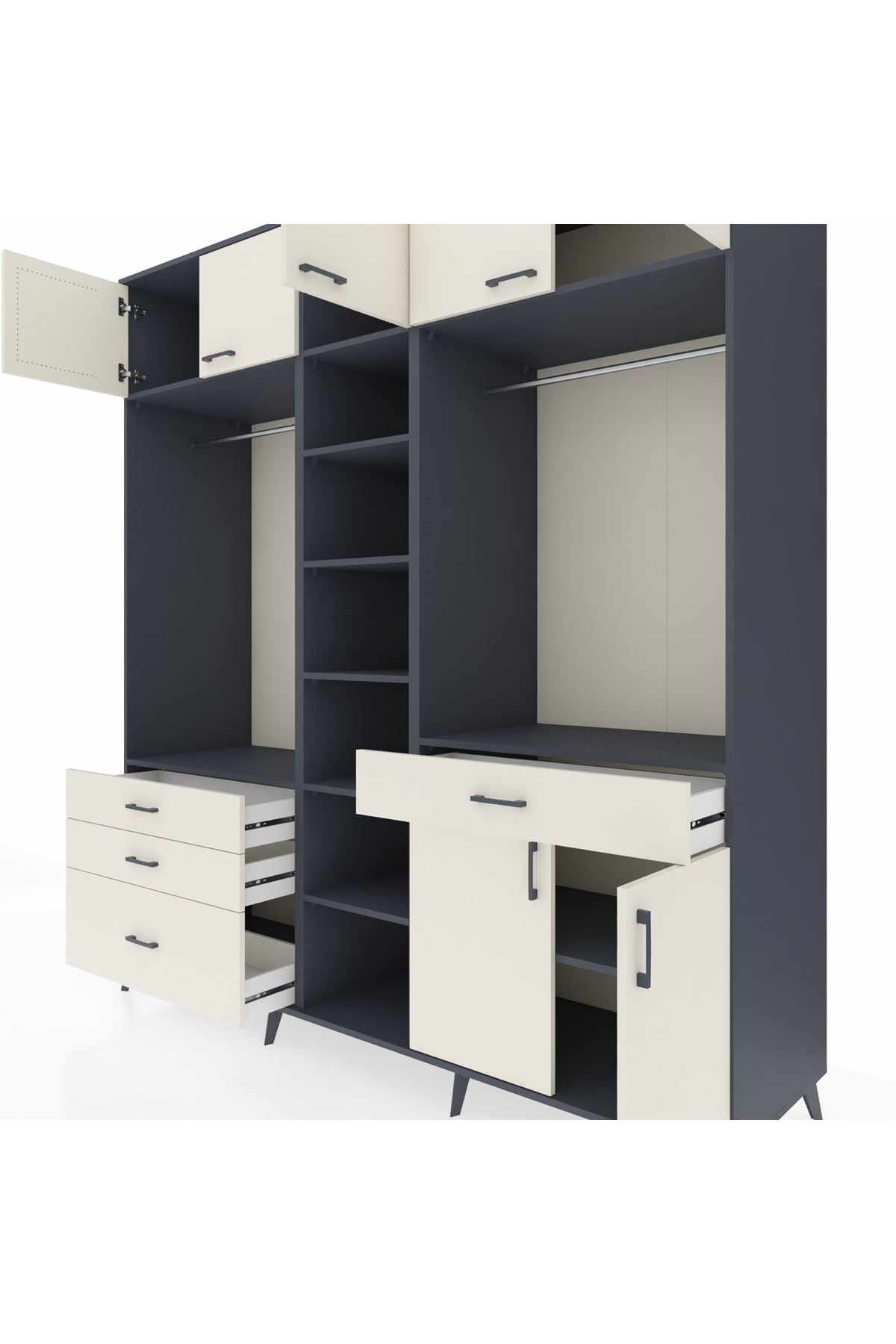 Kronos Dolap 11 Raflı 4 Çekmeceli 2 Askılı 220x59x243 - S784M056V13C