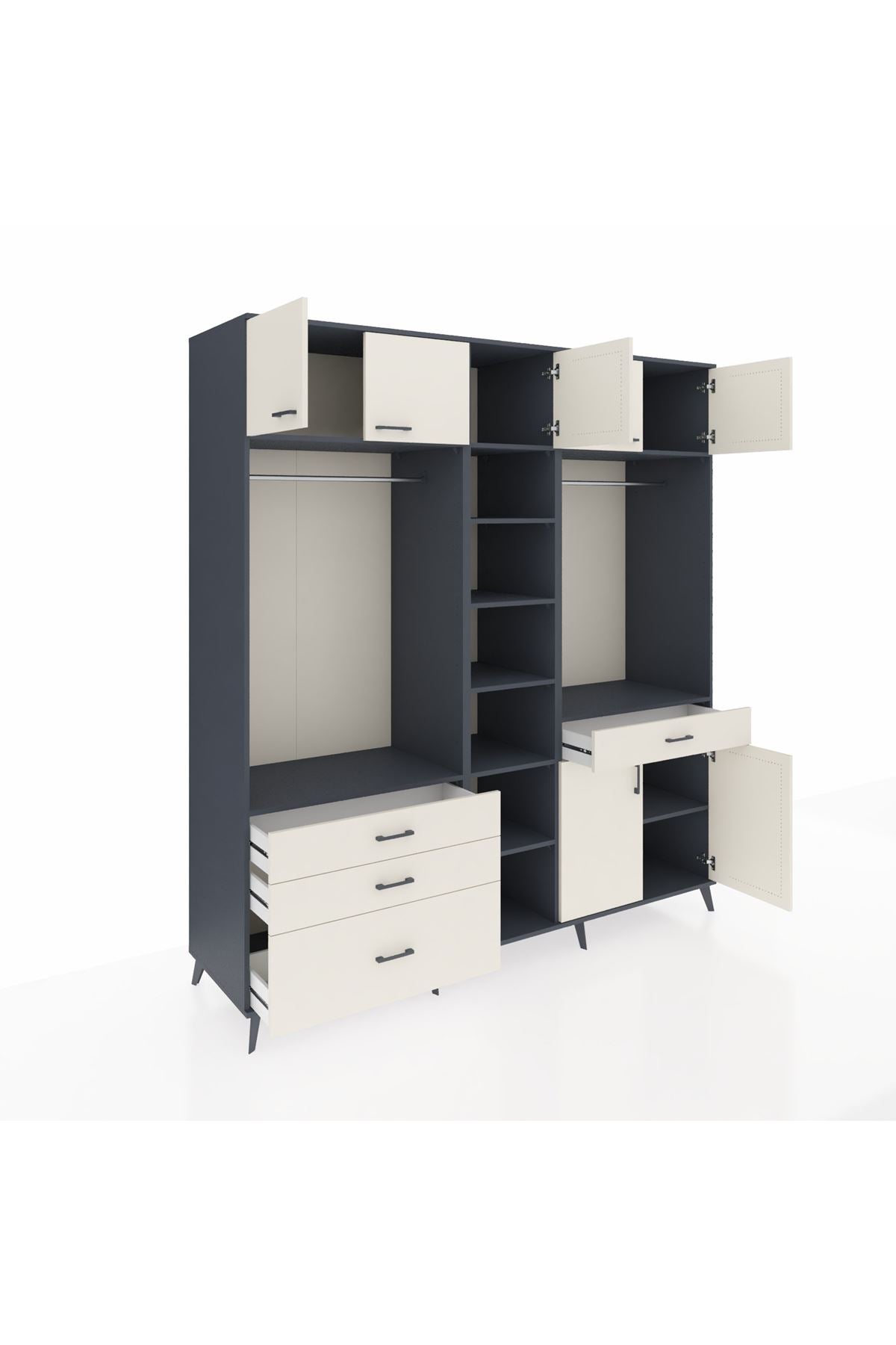 Kronos Dolap 11 Raflı 4 Çekmeceli 2 Askılı 220x59x243 - S784M056V13C