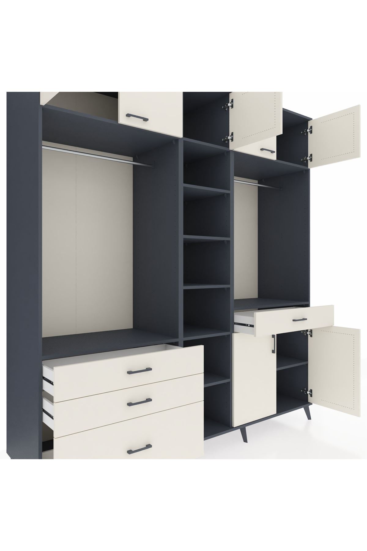 Kronos Dolap 11 Raflı 4 Çekmeceli 2 Askılı 220x59x243 - S784M056V13C