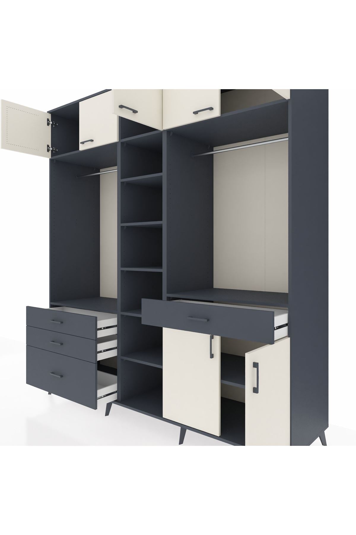 Kronos Dolap 11 Raflı 4 Çekmeceli 2 Askılı 220x59x243 - S784M056V14C