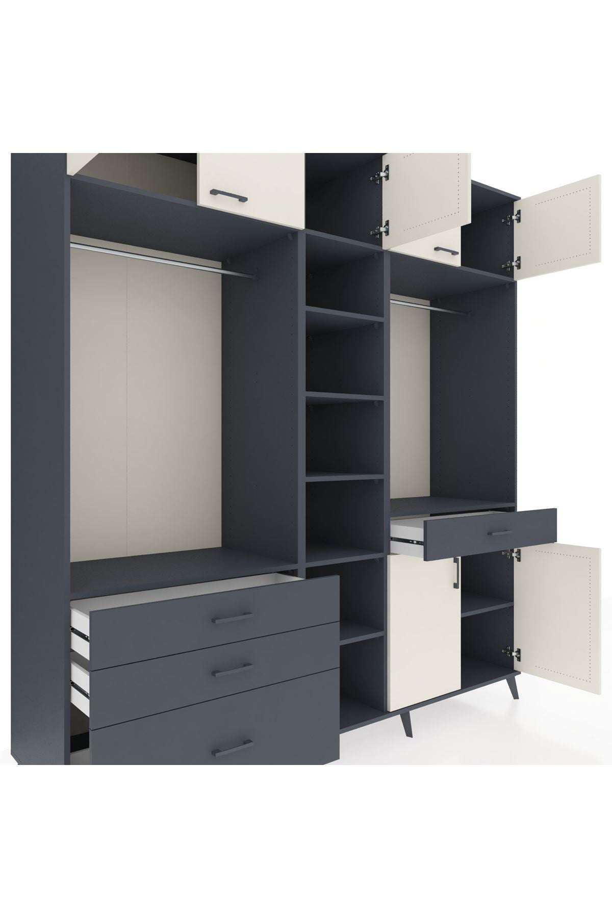 Kronos Dolap 11 Raflı 4 Çekmeceli 2 Askılı 220x59x243 - S784M056V14C