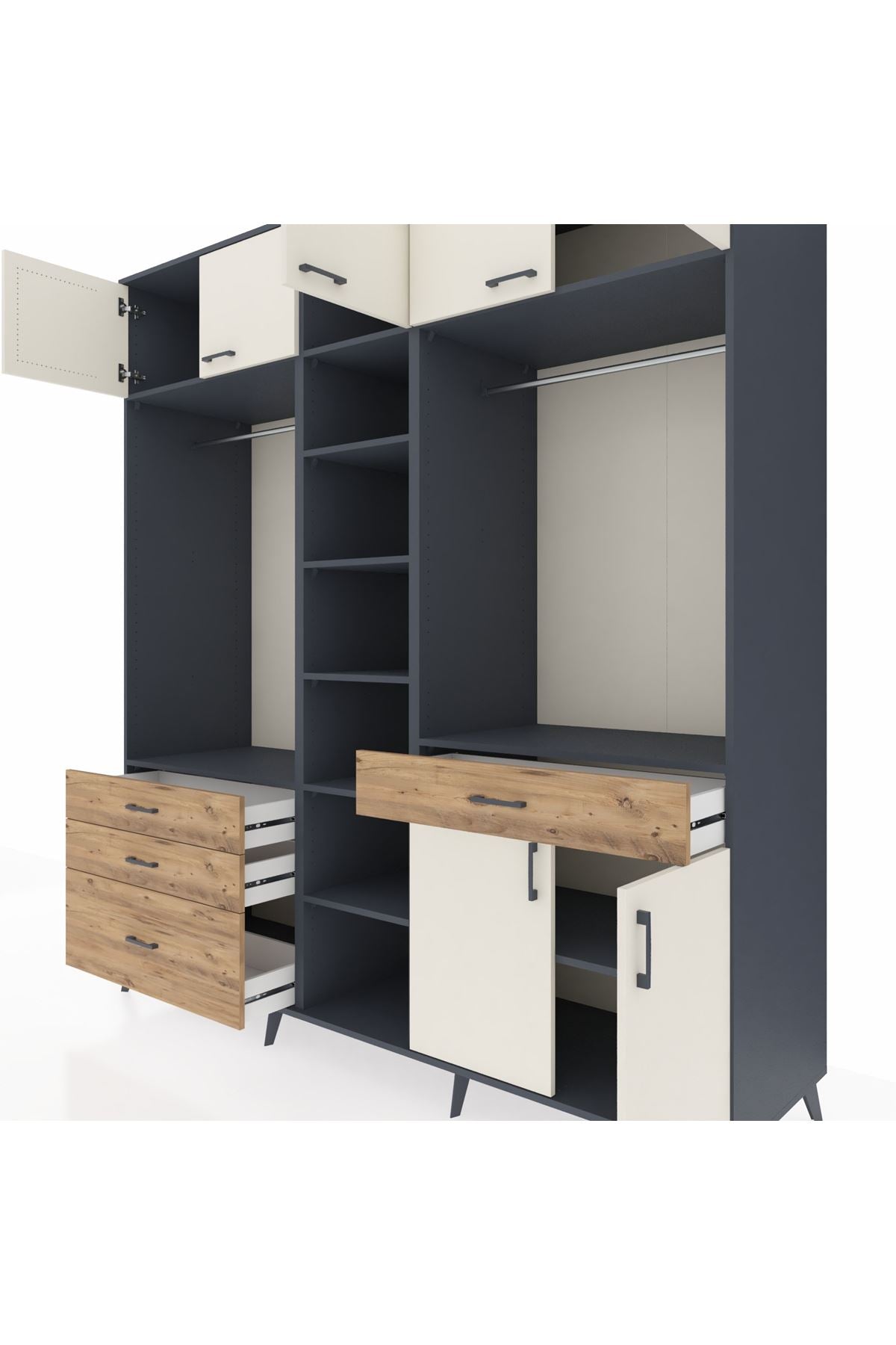 Kronos Dolap 11 Raflı 4 Çekmeceli 2 Askılı 220x59x243 - S784M056V15C