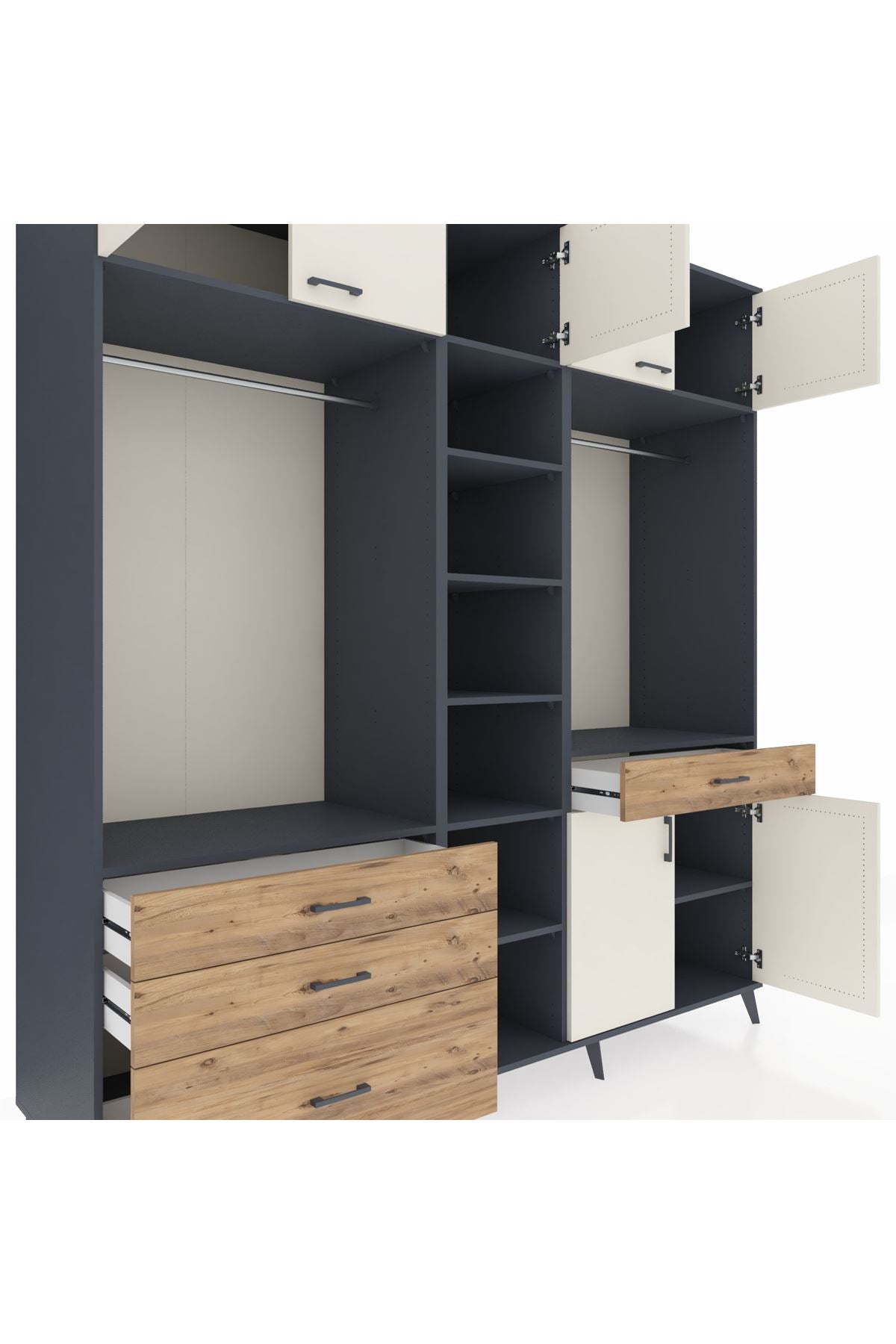 Kronos Dolap 11 Raflı 4 Çekmeceli 2 Askılı 220x59x243 - S784M056V15C