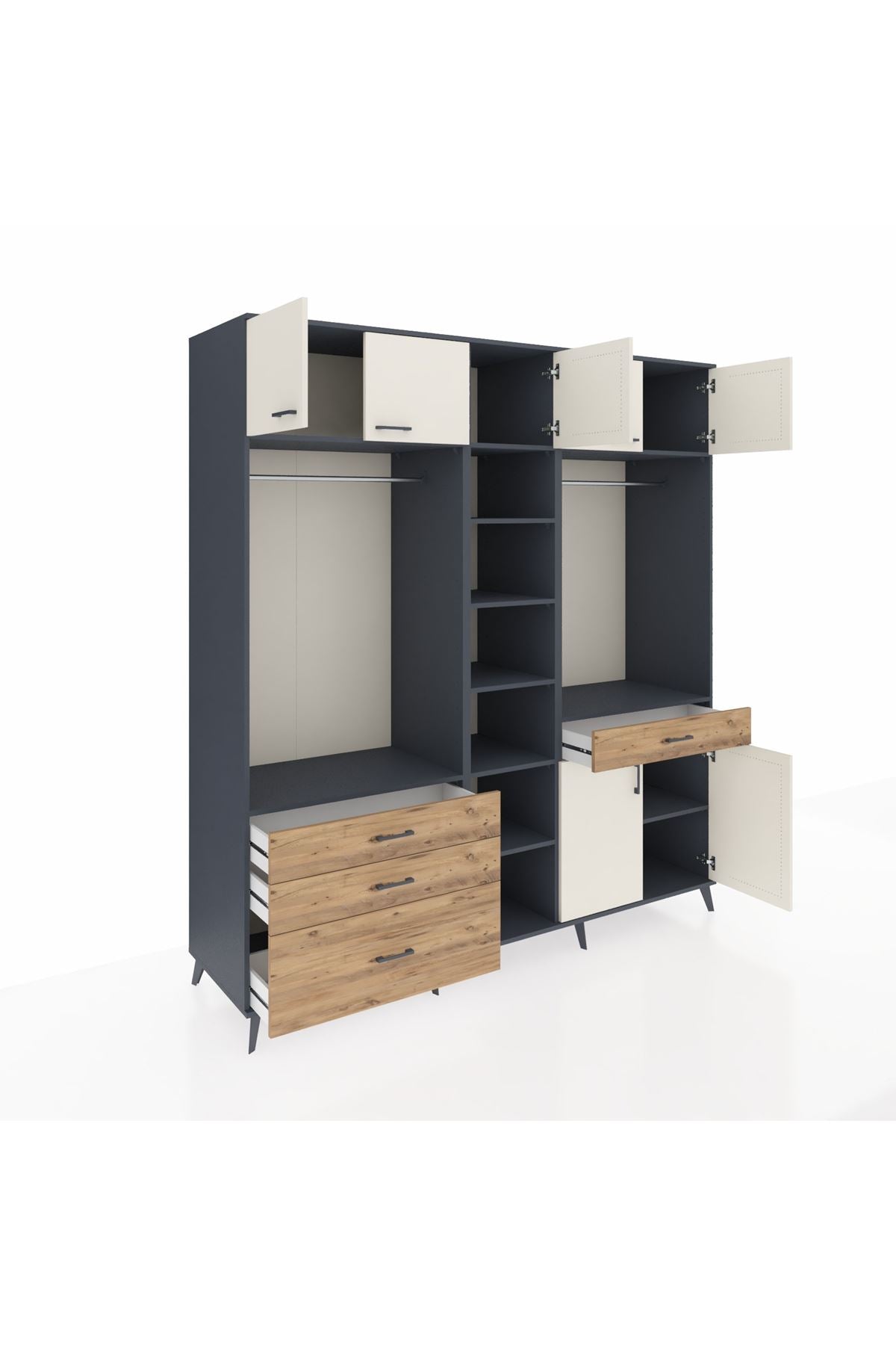 Kronos Dolap 11 Raflı 4 Çekmeceli 2 Askılı 220x59x243 - S784M056V15C