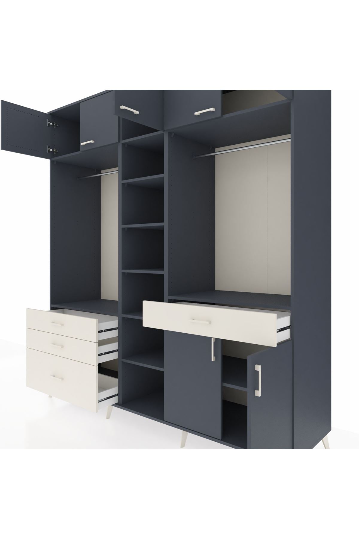 Kronos Dolap 11 Raflı 4 Çekmeceli 2 Askılı 220x59x243 - S784M056V16C