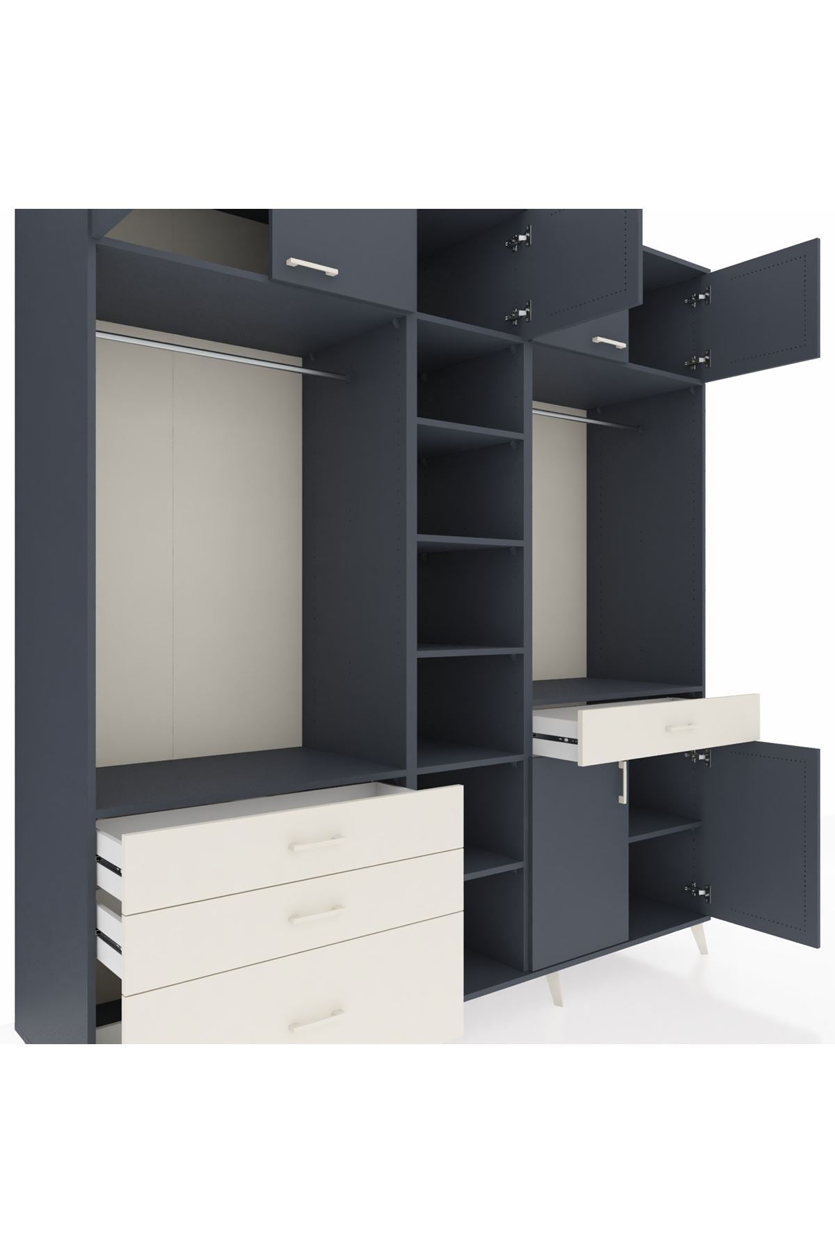 Kronos Dolap 11 Raflı 4 Çekmeceli 2 Askılı 220x59x243 - S784M056V16C