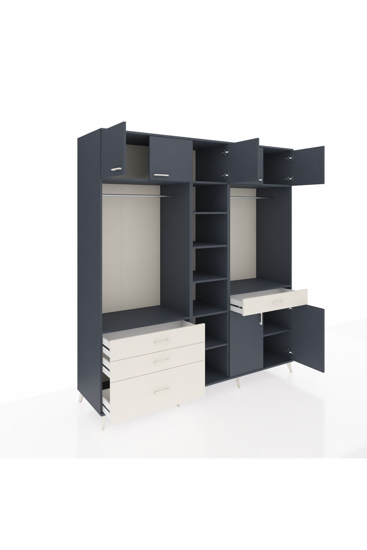 Kronos Dolap 11 Raflı 4 Çekmeceli 2 Askılı 220x59x243 - S784M056V16C