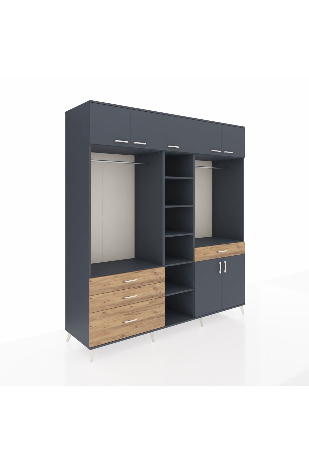 Kronos Dolap 11 Raflı 4 Çekmeceli 2 Askılı 220x59x243 - S784M056V18C