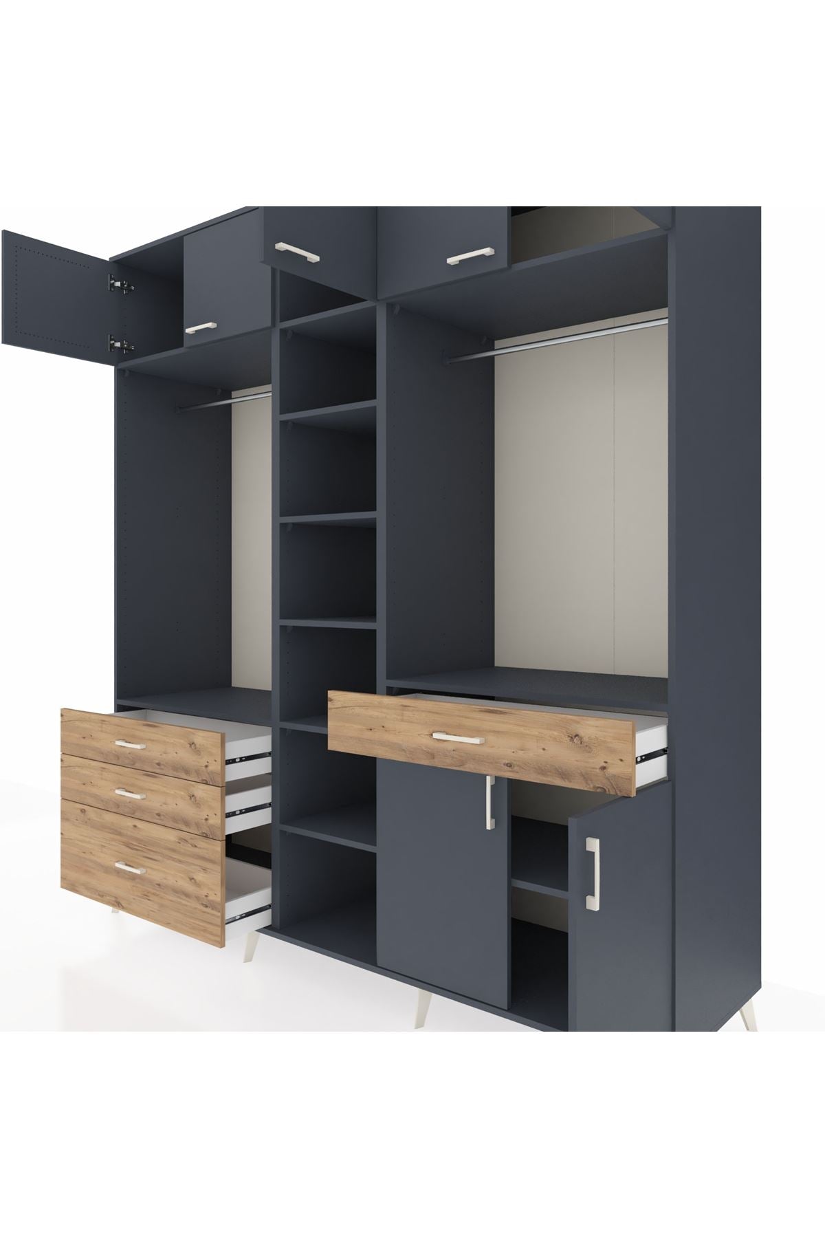 Kronos Dolap 11 Raflı 4 Çekmeceli 2 Askılı 220x59x243 - S784M056V18C
