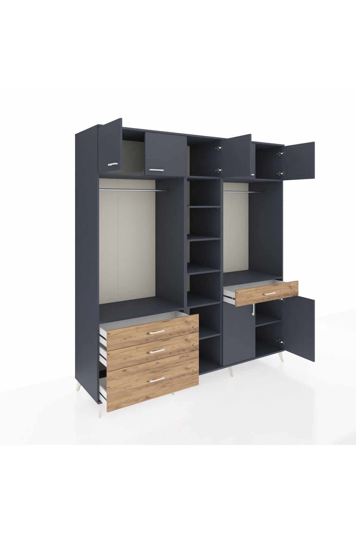 Kronos Dolap 11 Raflı 4 Çekmeceli 2 Askılı 220x59x243 - S784M056V18C