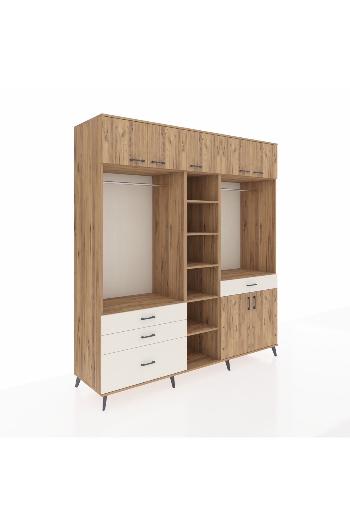 Kronos Dolap 11 Raflı 4 Çekmeceli 2 Askılı 220x59x243 - S784M056V19C