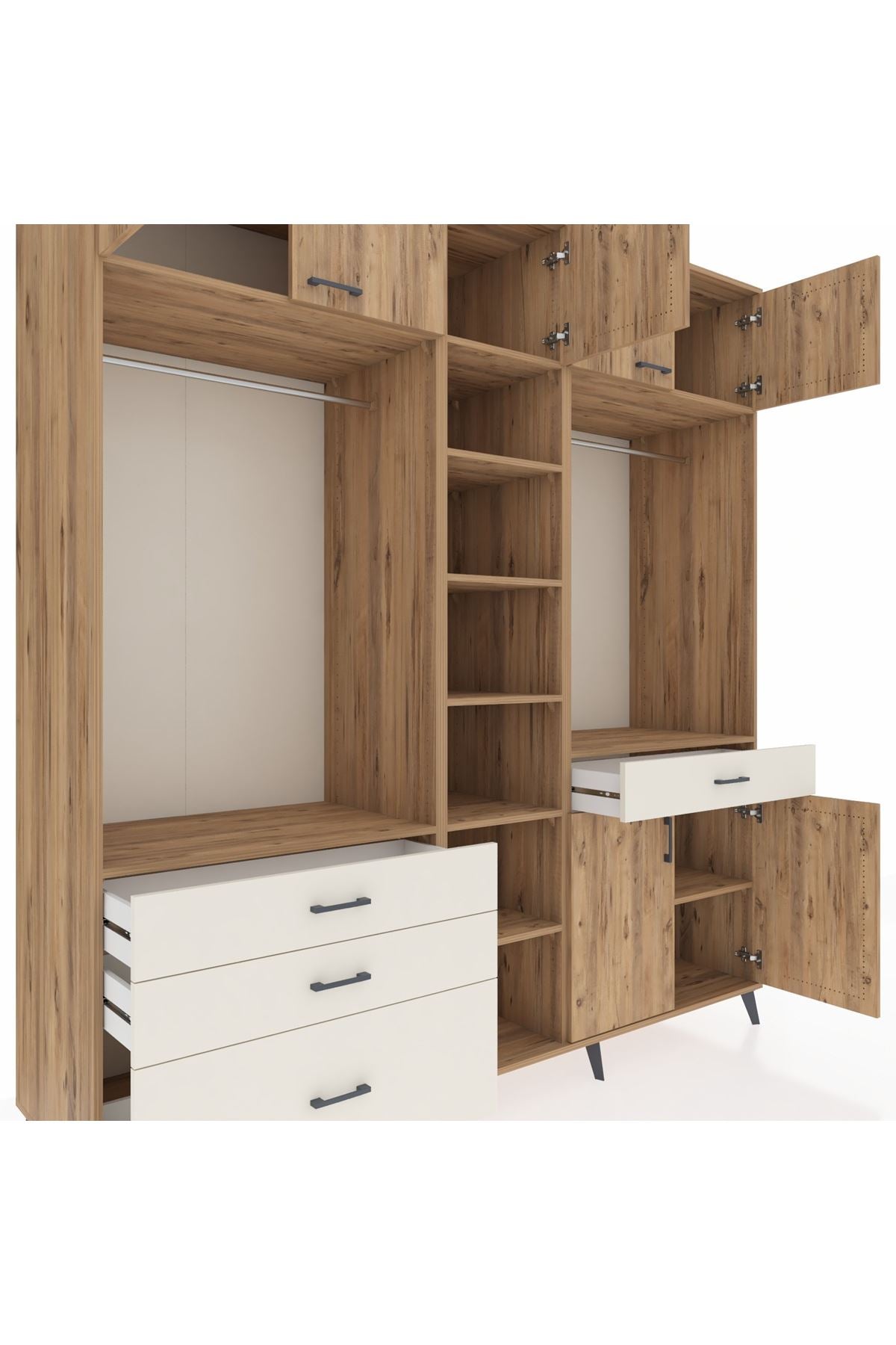 Kronos Dolap 11 Raflı 4 Çekmeceli 2 Askılı 220x59x243 - S784M056V19C